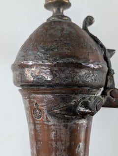 19th Century Persian Islamic Tinned Copper Aftaba Ewer with Calligraphy