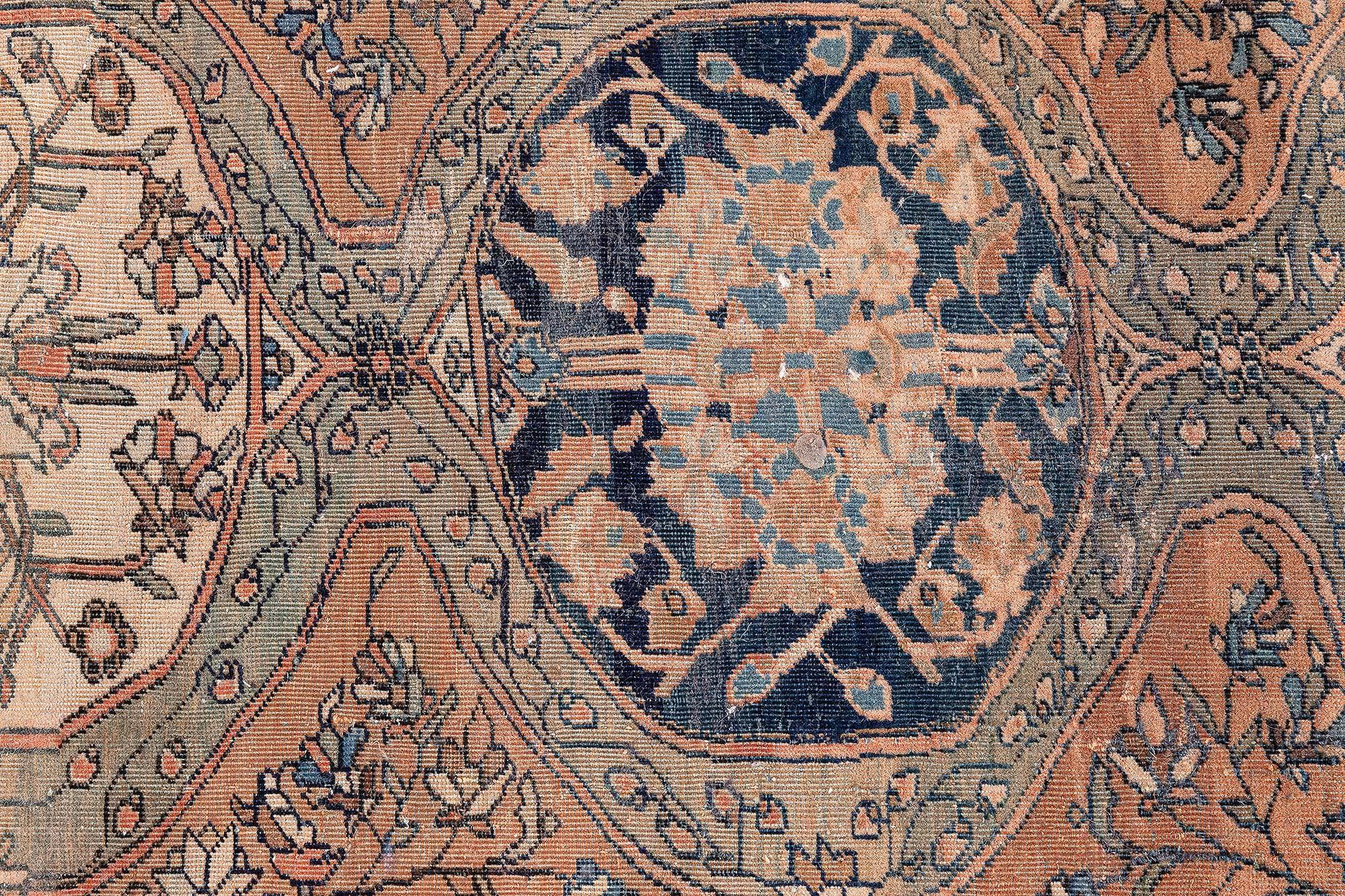 XIXe siècle Tapis persan en laine fait à la main Kashan du 19e siècle en vente