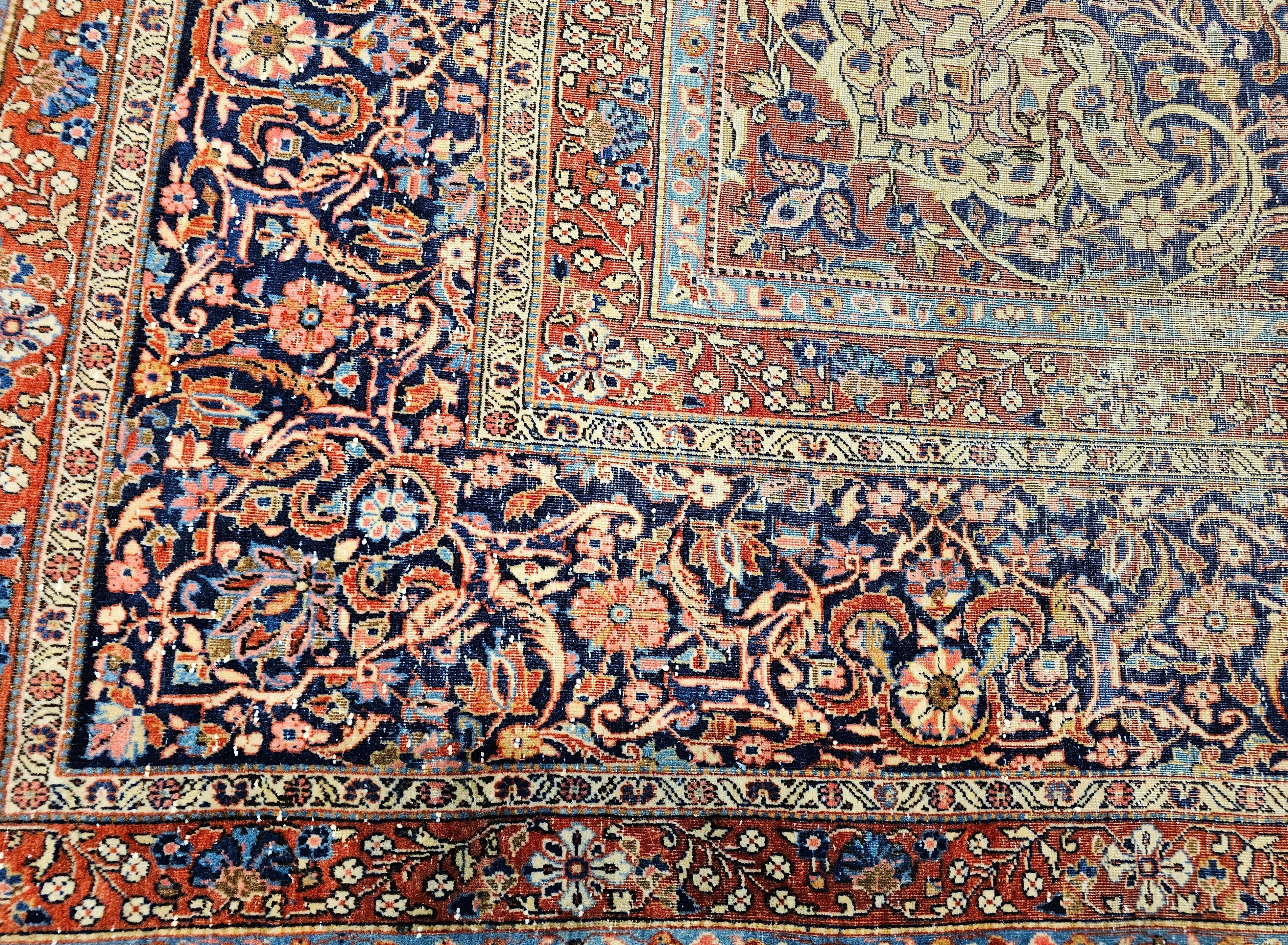 Tapis persan Kashan du 19ème siècle avec un champ ivoire en vente 3