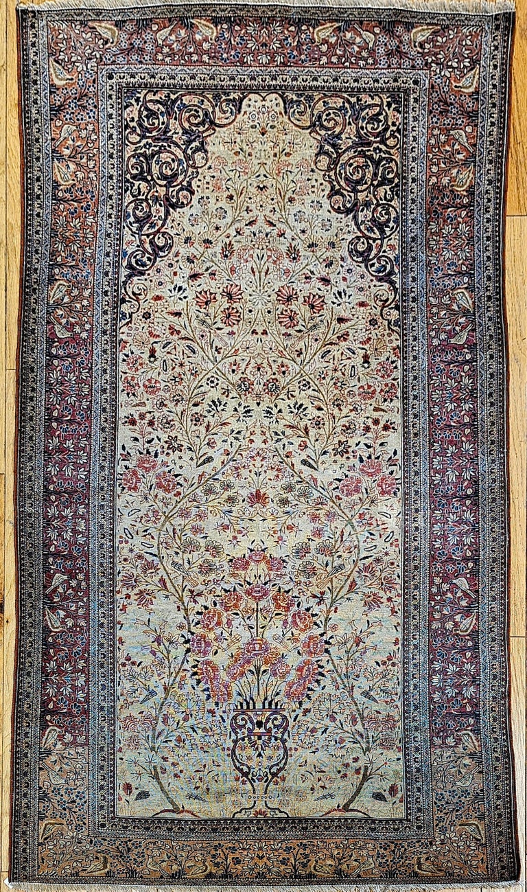 Small Rug, Blue Rug, Persian Isfahan Tree of Life Rug