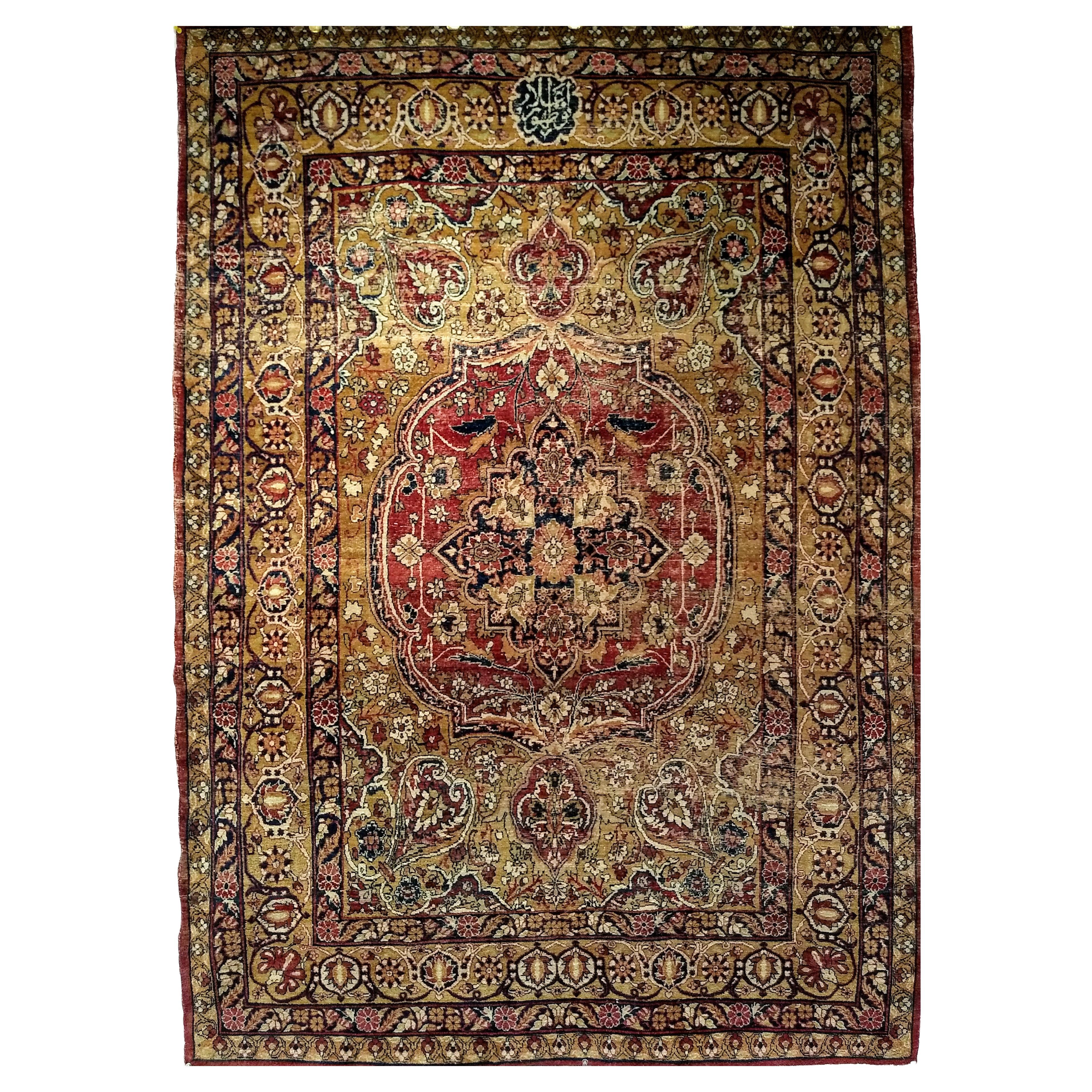 Tappeto persiano Kerman Lavar del XIX secolo in vendita