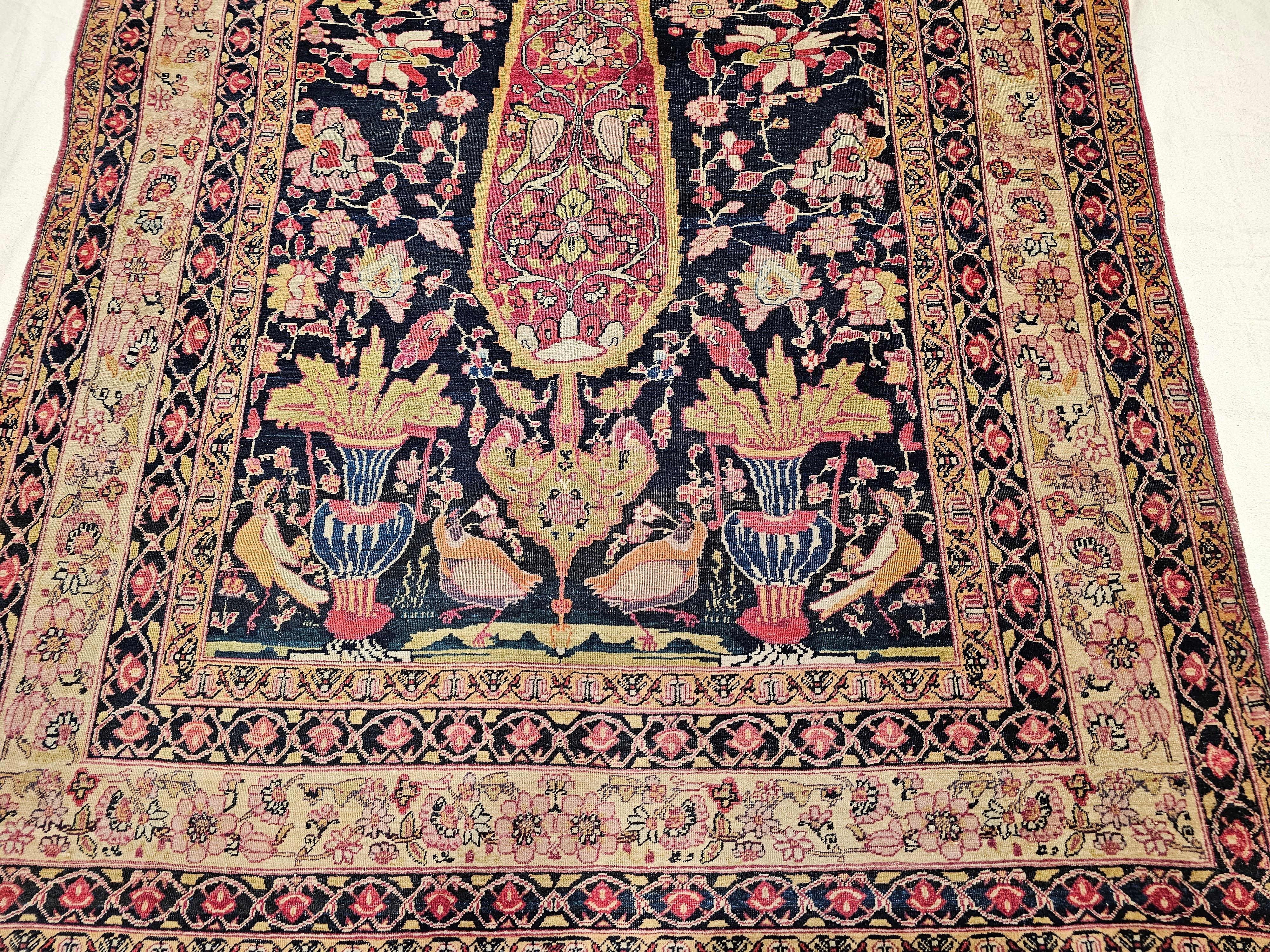 19th Century Persian Kerman Lavar Area Rug in the “Tree of Life” Pattern For Sale 4