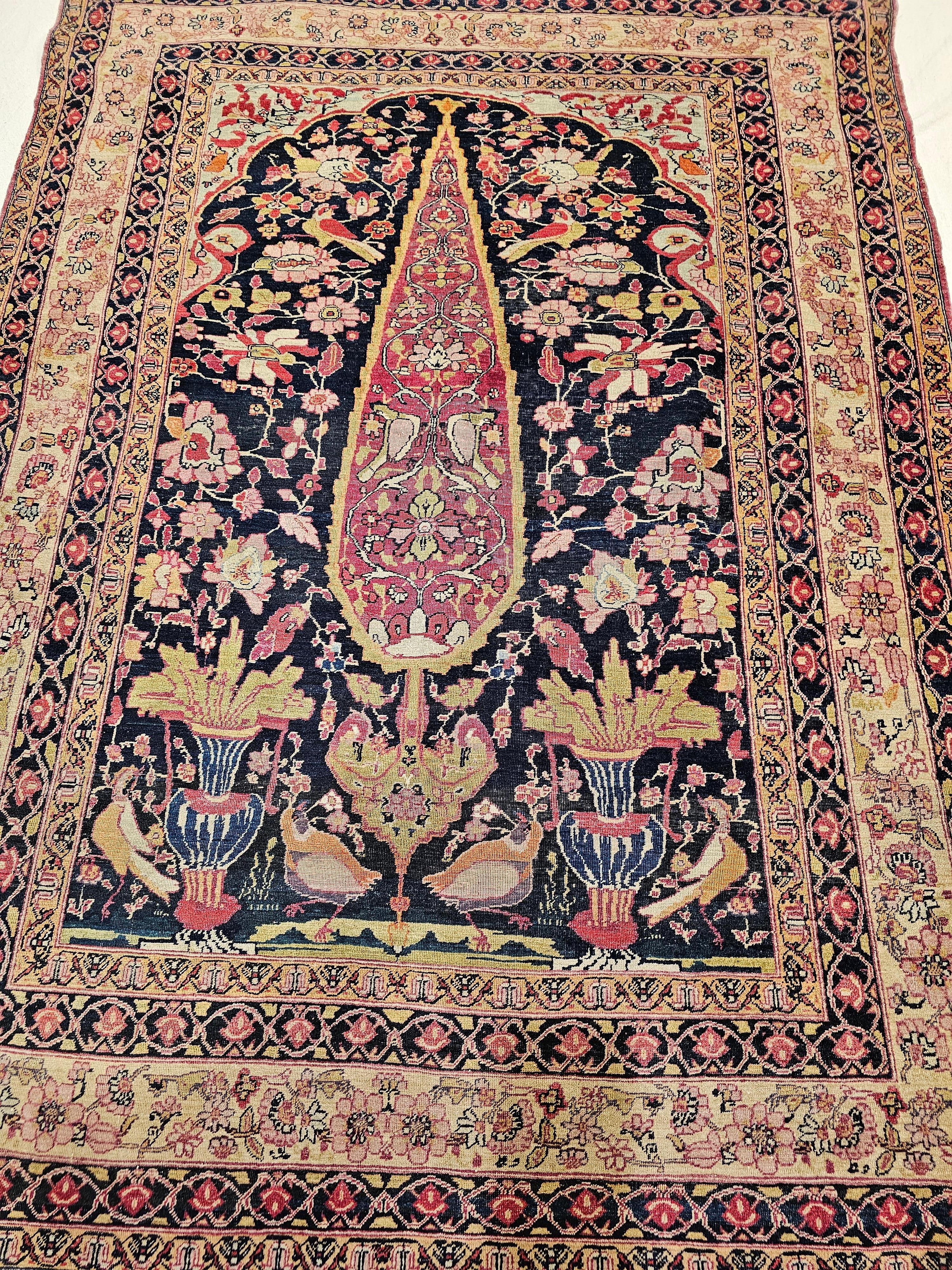 19th Century Persian Kerman Lavar Area Rug in the “Tree of Life” Pattern For Sale 5