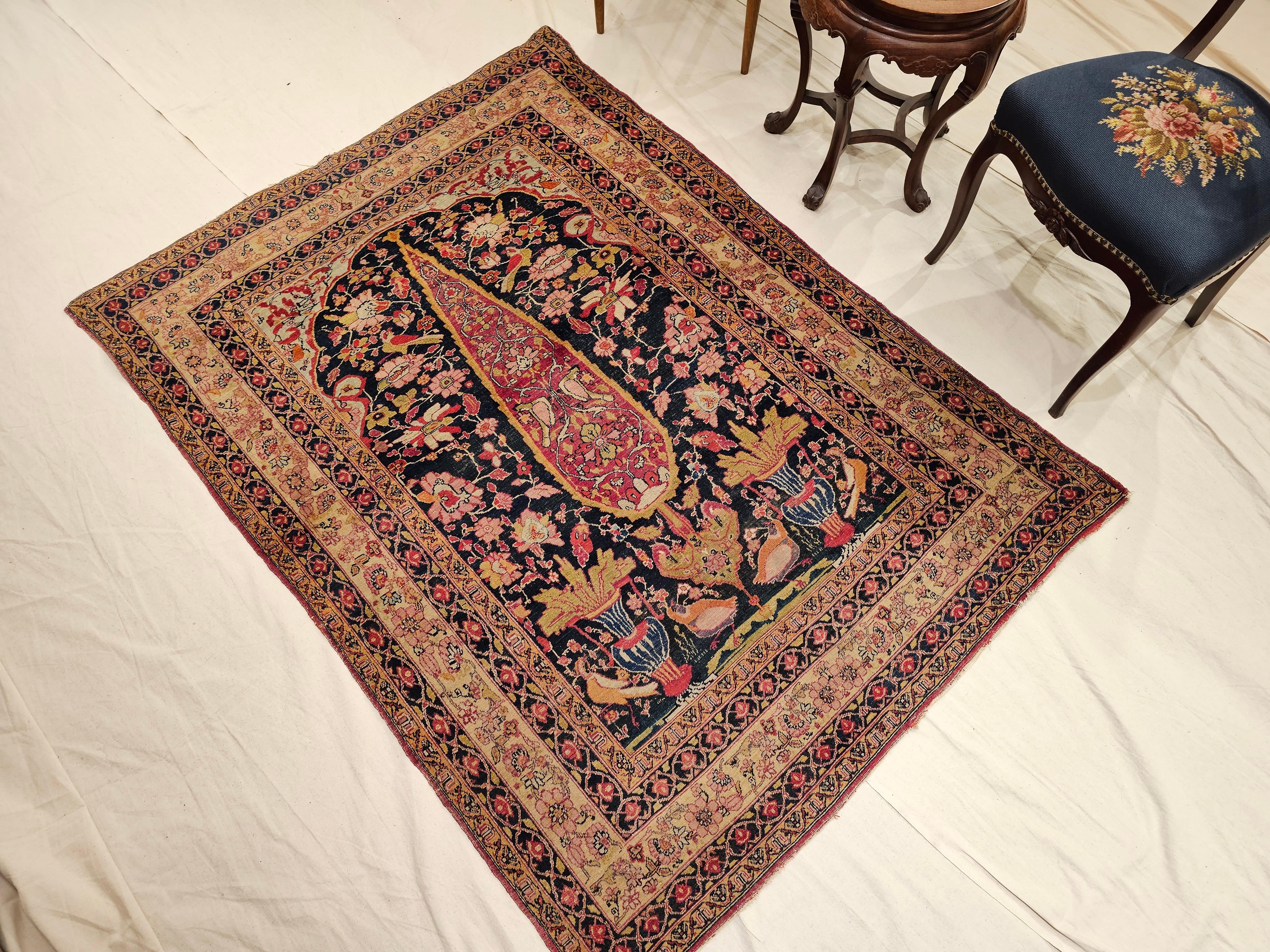19th Century Persian Kerman Lavar Area Rug in the “Tree of Life” Pattern For Sale 7