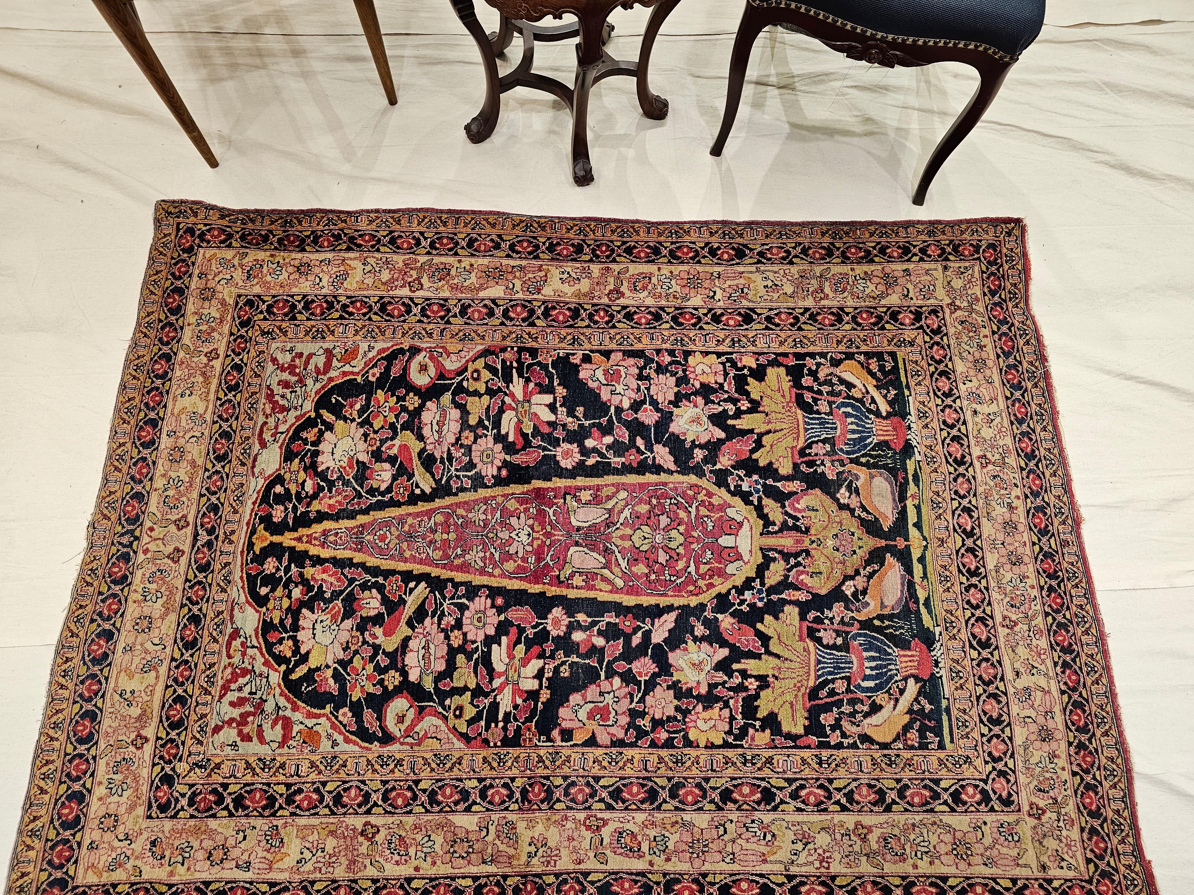 19th Century Persian Kerman Lavar Area Rug in the “Tree of Life” Pattern For Sale 8