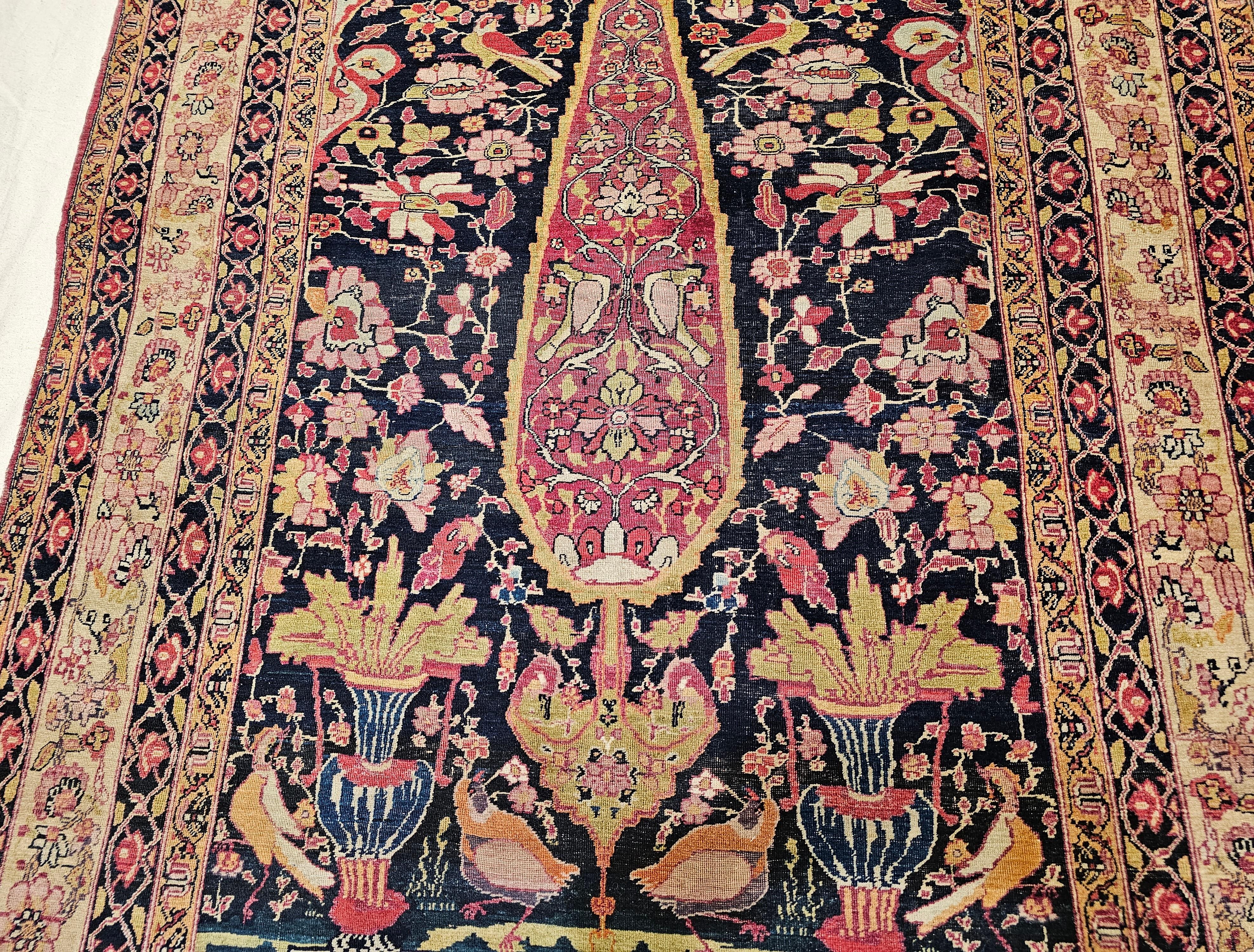 19th Century Persian Kerman Lavar Area Rug in the “Tree of Life” Pattern For Sale 1