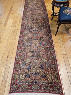 Antique Persian Kerman Lavar Runner, Hand-Knotted Wool, Late 1800s