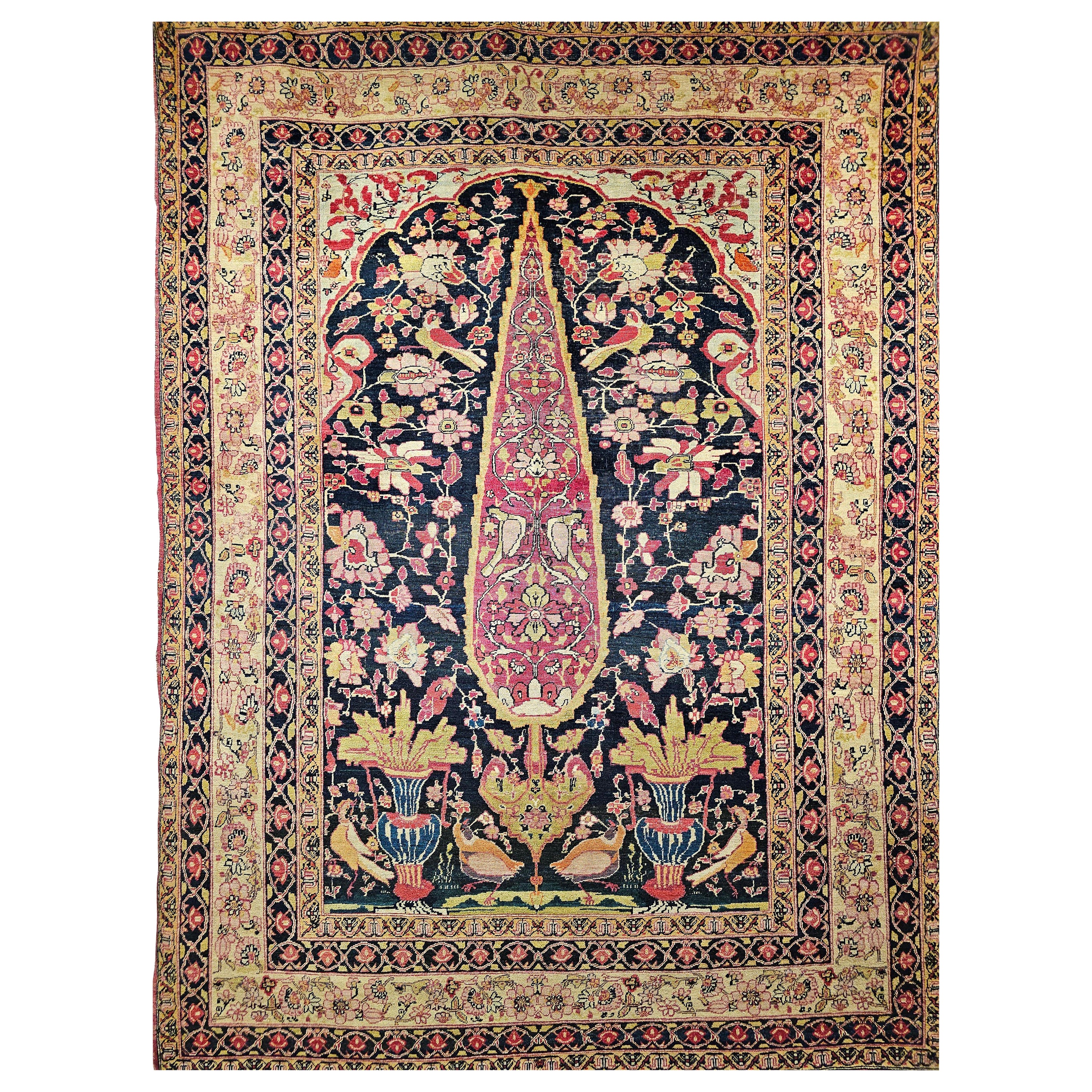 19th Century Persian Kerman Lavar Tree of Life
