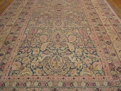 1880s Beige Geometric Antique Persian Kerman Laver Carpet 10' x 20'8" Wool Rug