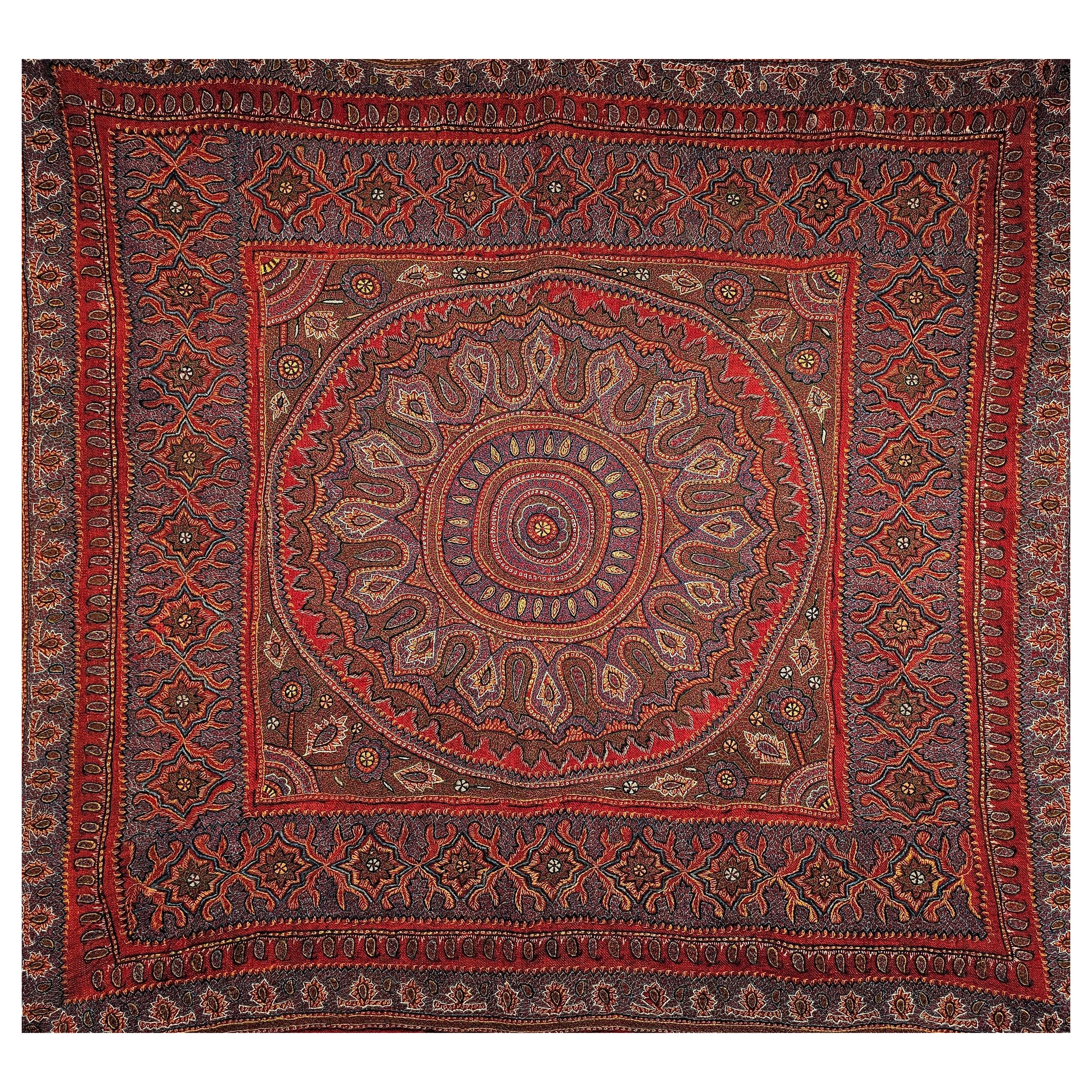 19th Century Persian Kerman Termeh Silk Embroidery Suzani
