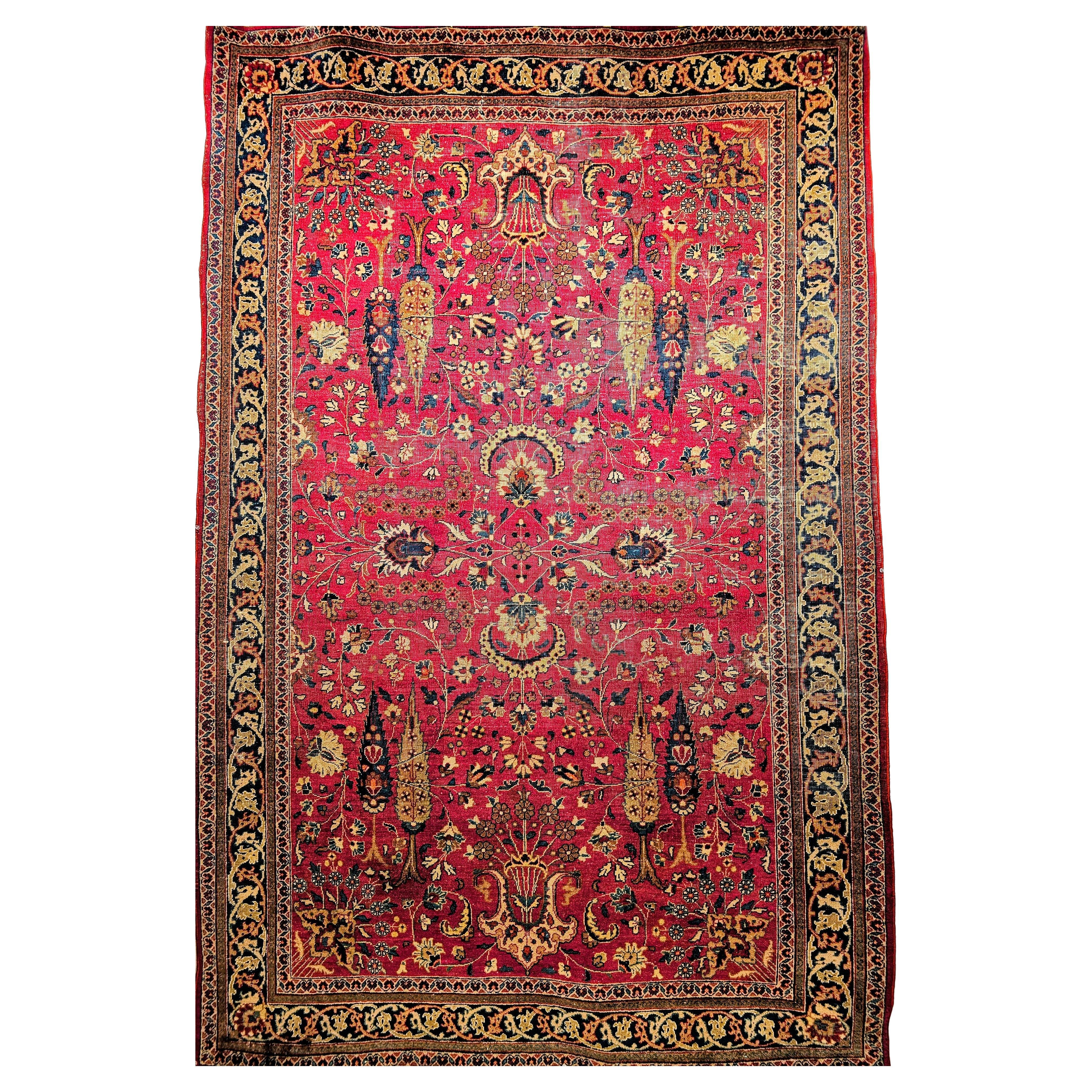 19th Century Persian Khorassan Rug in All Over Pattern in Crimson, Blue, Green For Sale
