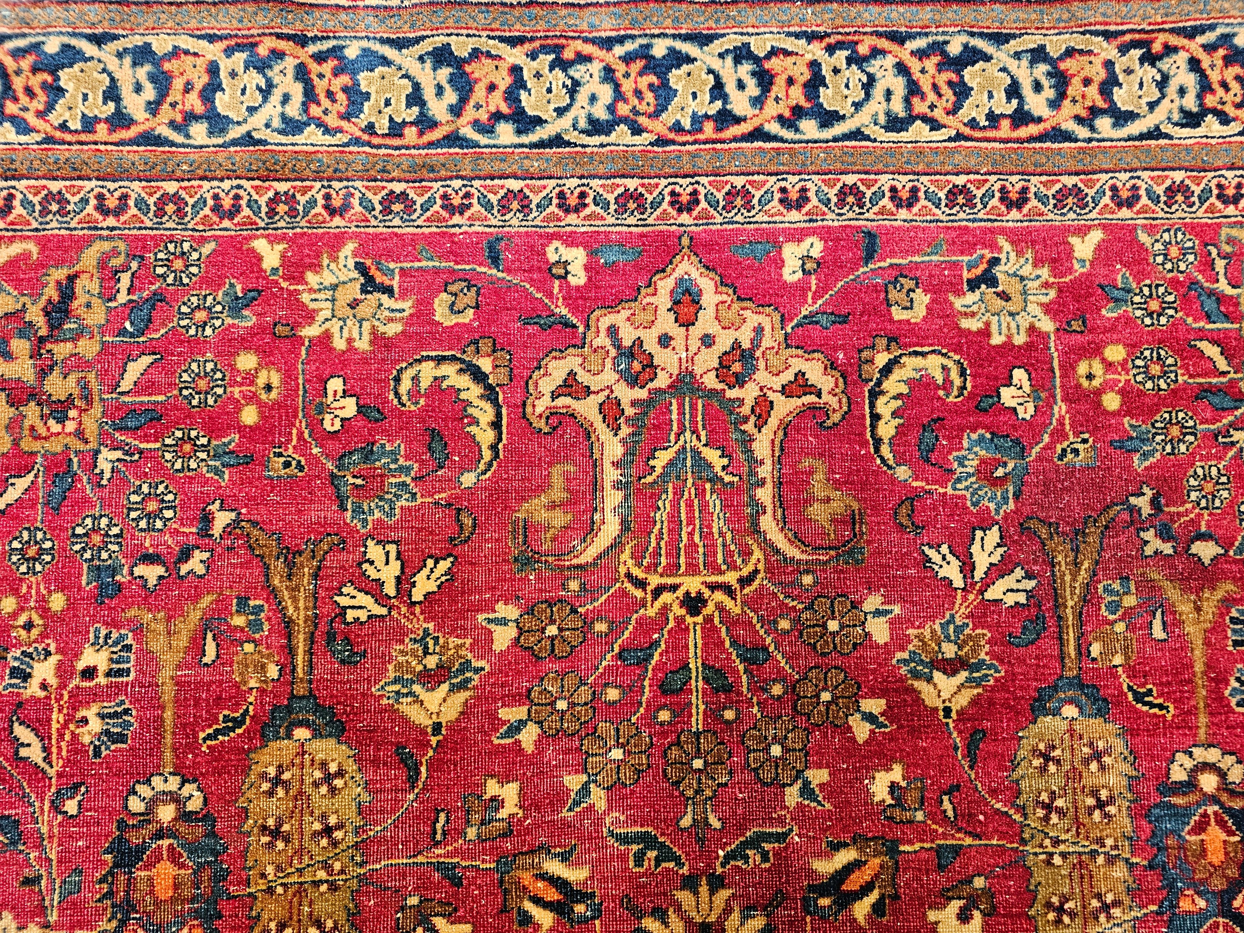 19th Century Persian Khorassan Rug in All Over Pattern in Crimson, Blue, Green For Sale 6