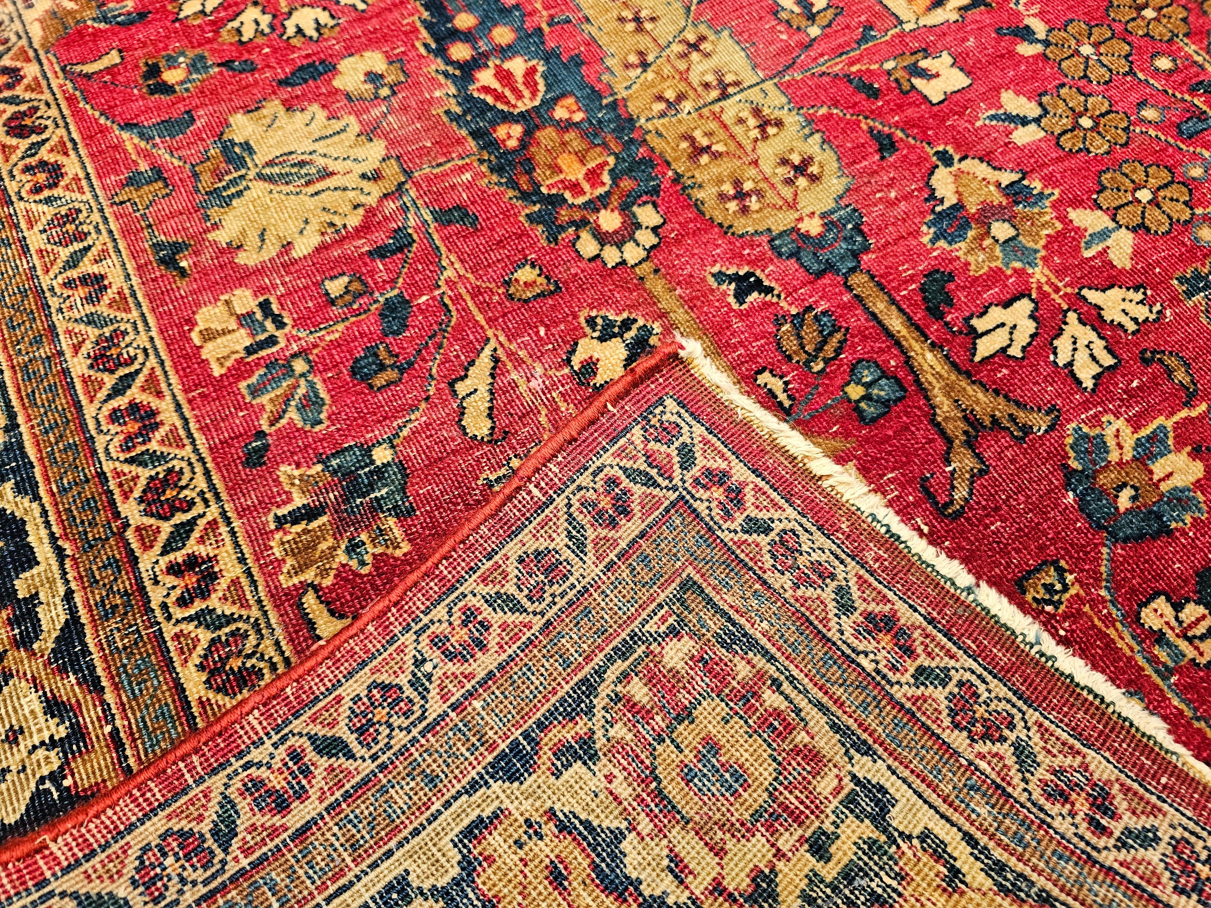 19th Century Persian Khorassan Rug in All Over Pattern in Crimson, Blue, Green For Sale 7