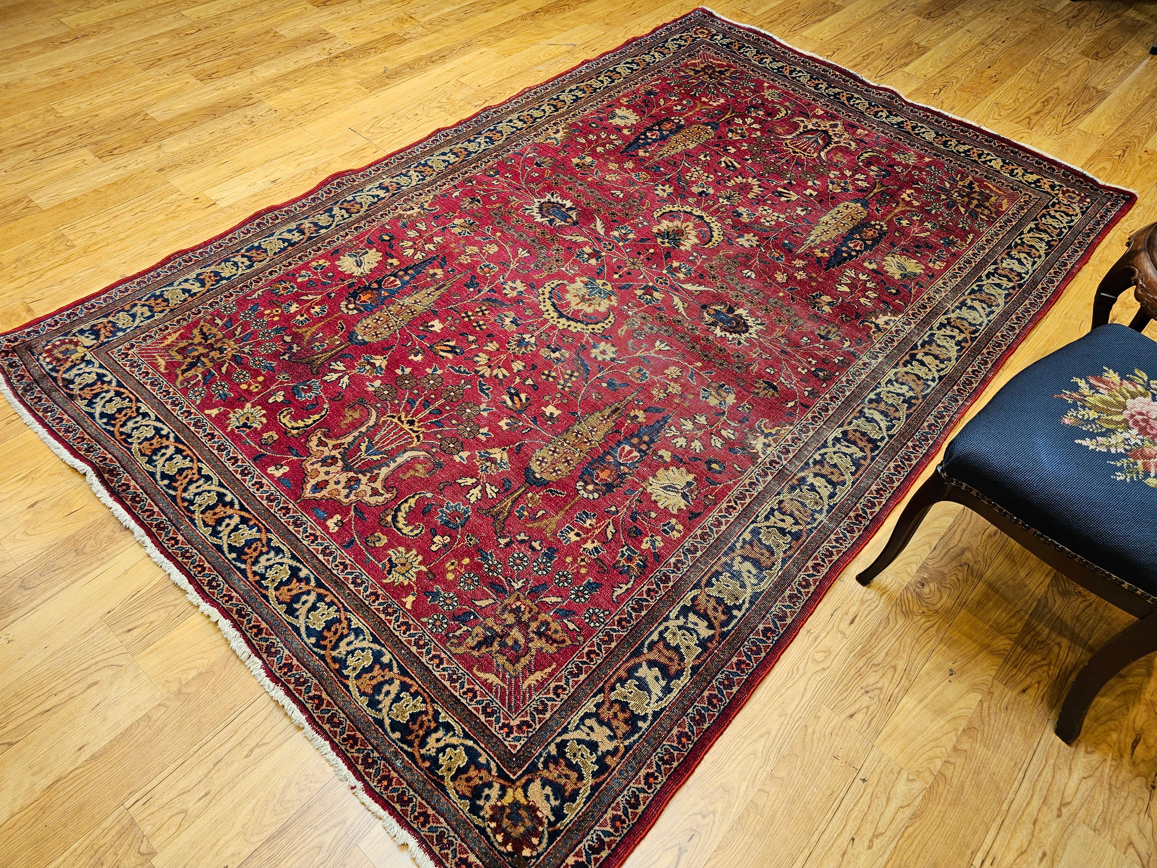 19th Century Persian Khorassan Rug in All Over Pattern in Crimson, Blue, Green For Sale 10