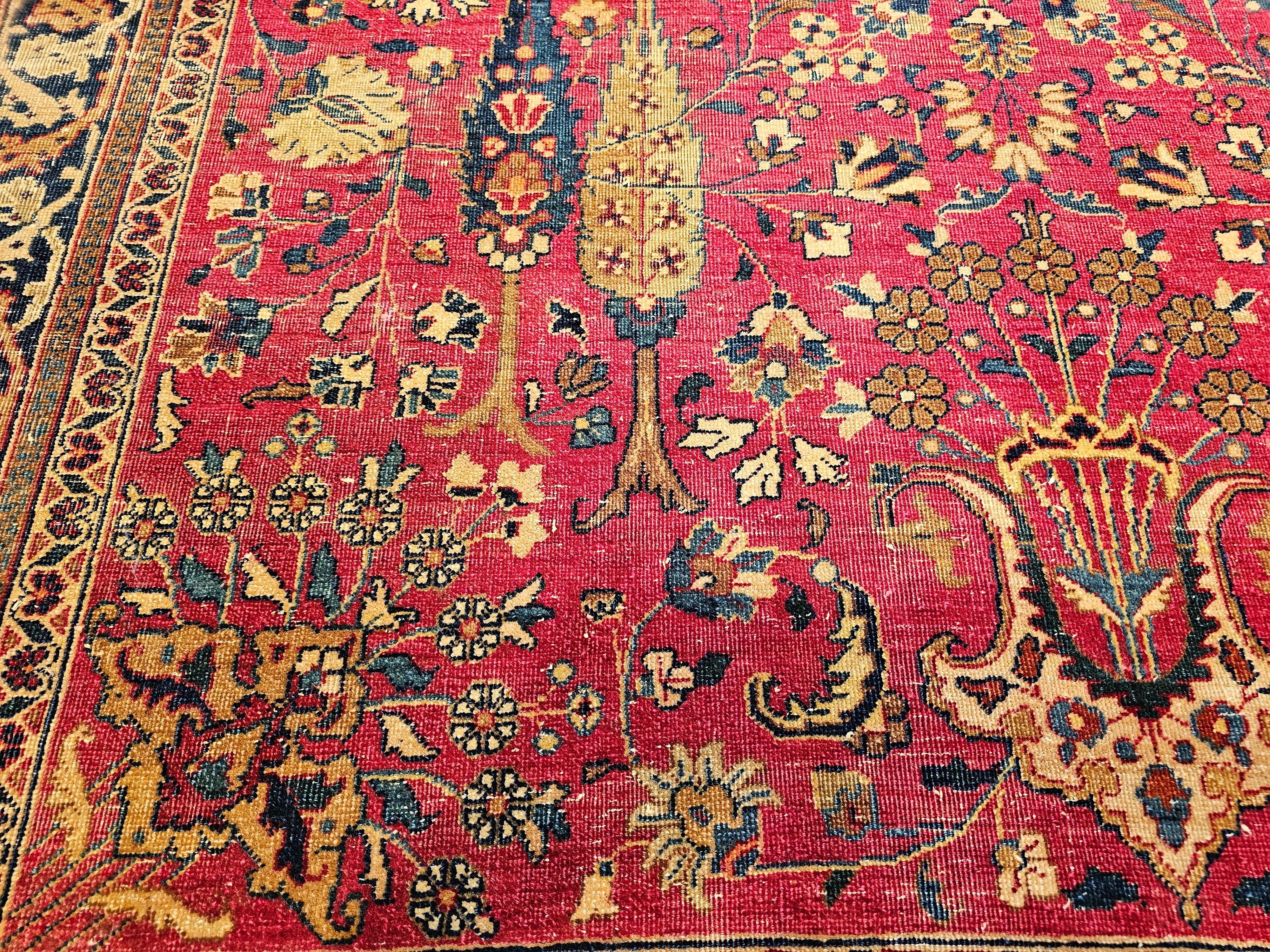 19th Century Persian Khorassan Rug in All Over Pattern in Crimson, Blue, Green For Sale 1
