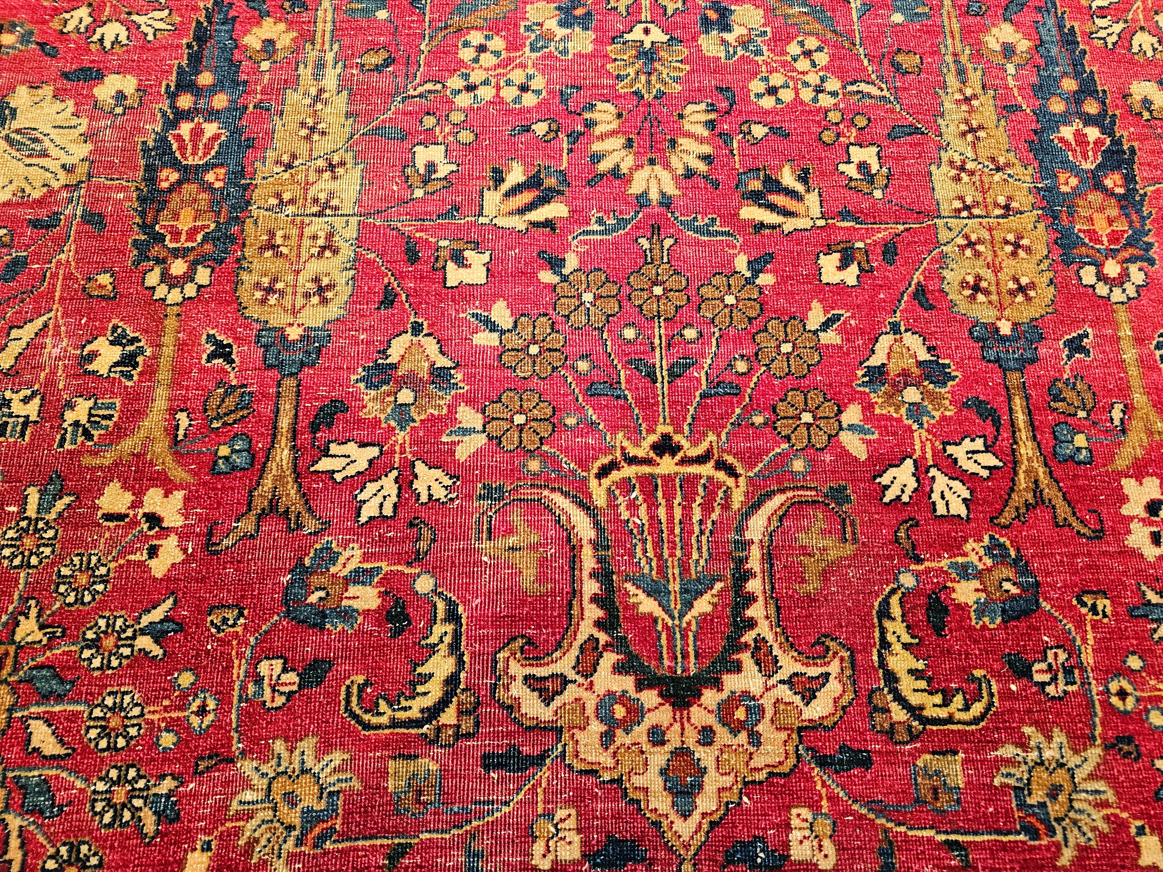 19th Century Persian Khorassan Rug in All Over Pattern in Crimson, Blue, Green For Sale 2