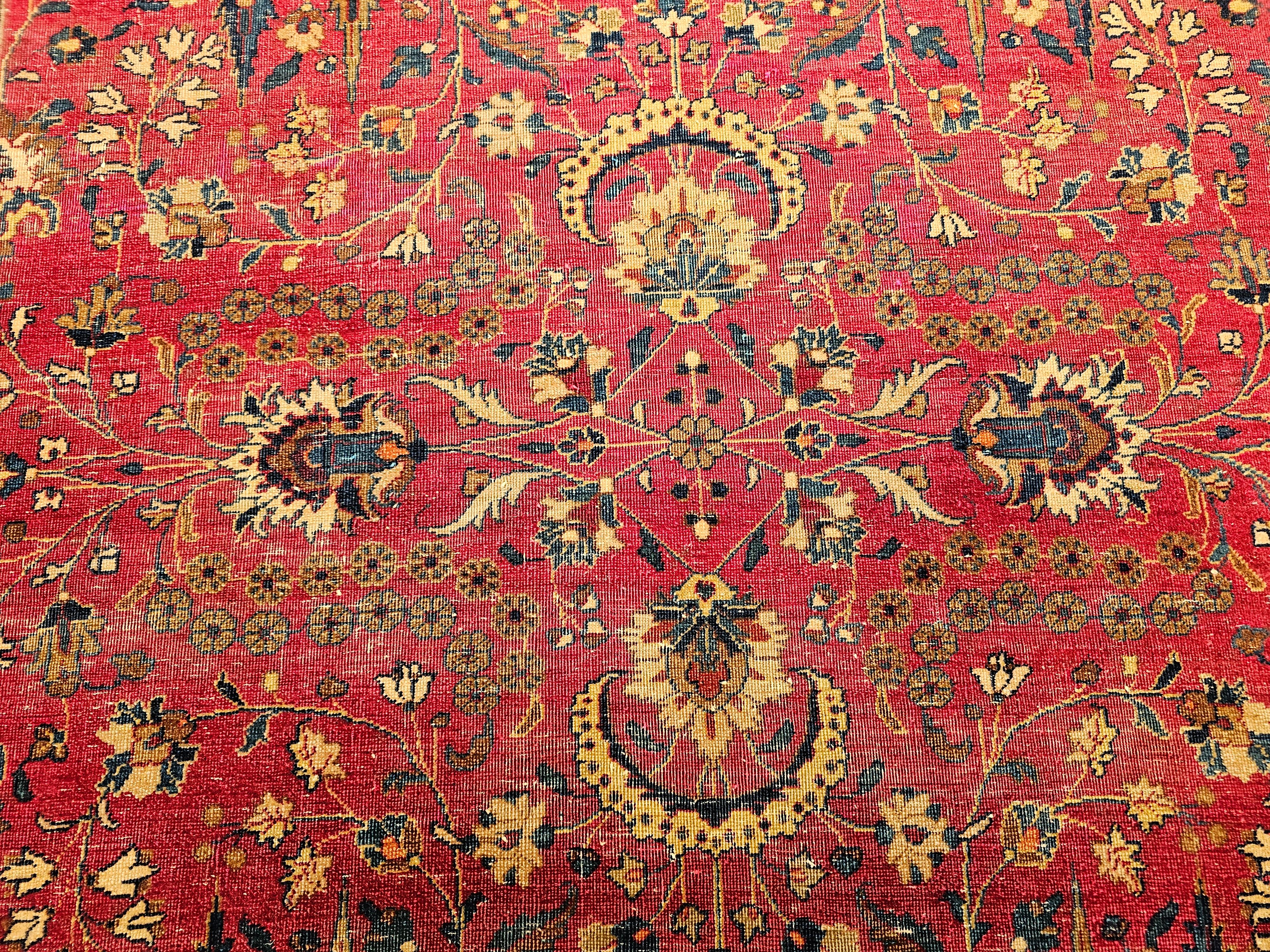 19th Century Persian Khorassan Rug in All Over Pattern in Crimson, Blue, Green For Sale 3