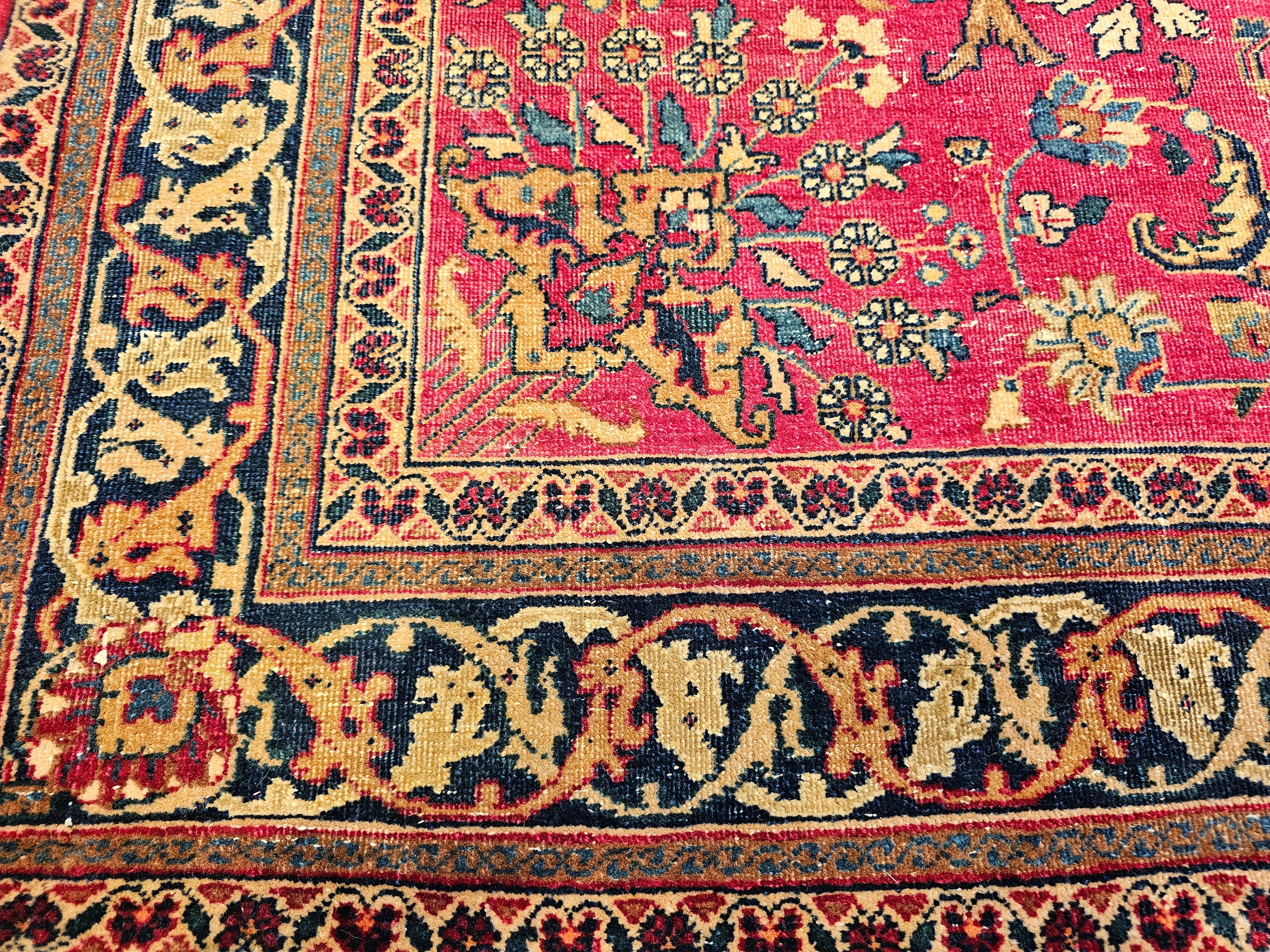 19th Century Persian Khorassan Rug in All Over Pattern in Crimson, Blue, Green For Sale 4