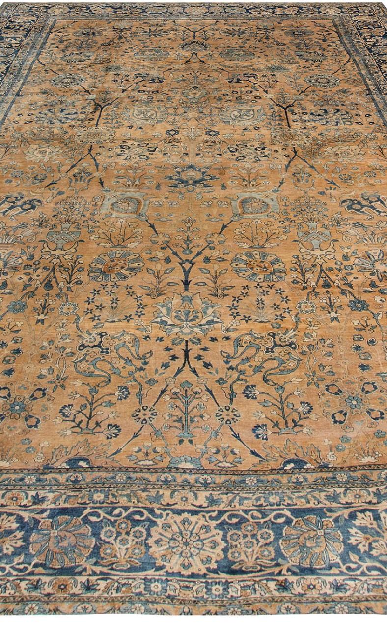 Hand-Knotted Authentic 19th Century Persian Kirman Handmade Rug For Sale