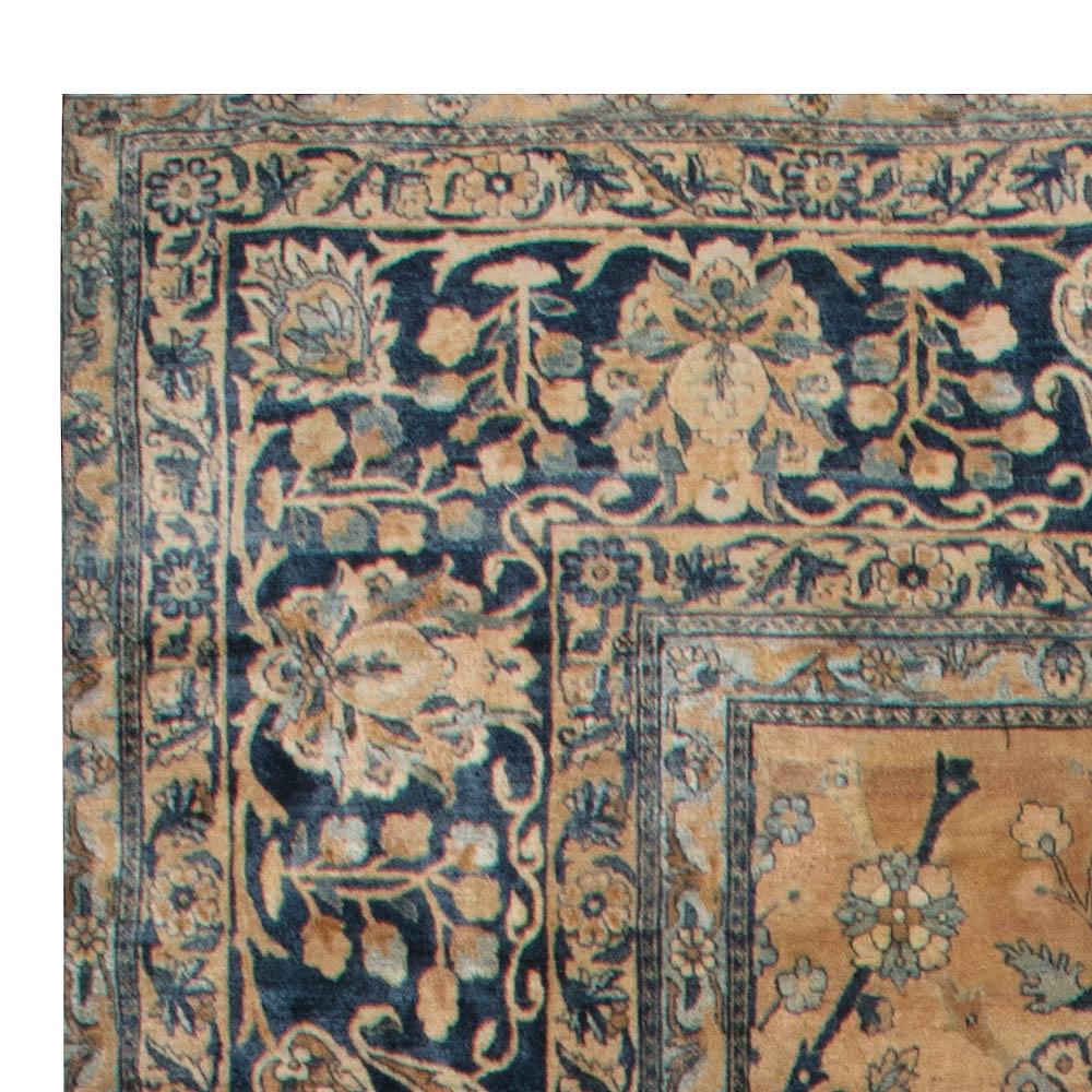 Authentic 19th Century Persian Kirman Handmade Rug In Good Condition For Sale In New York, NY