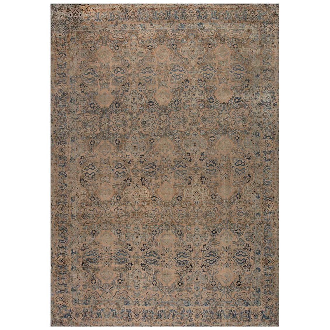 Authentique tapis persan Kirman du 19ème siècle