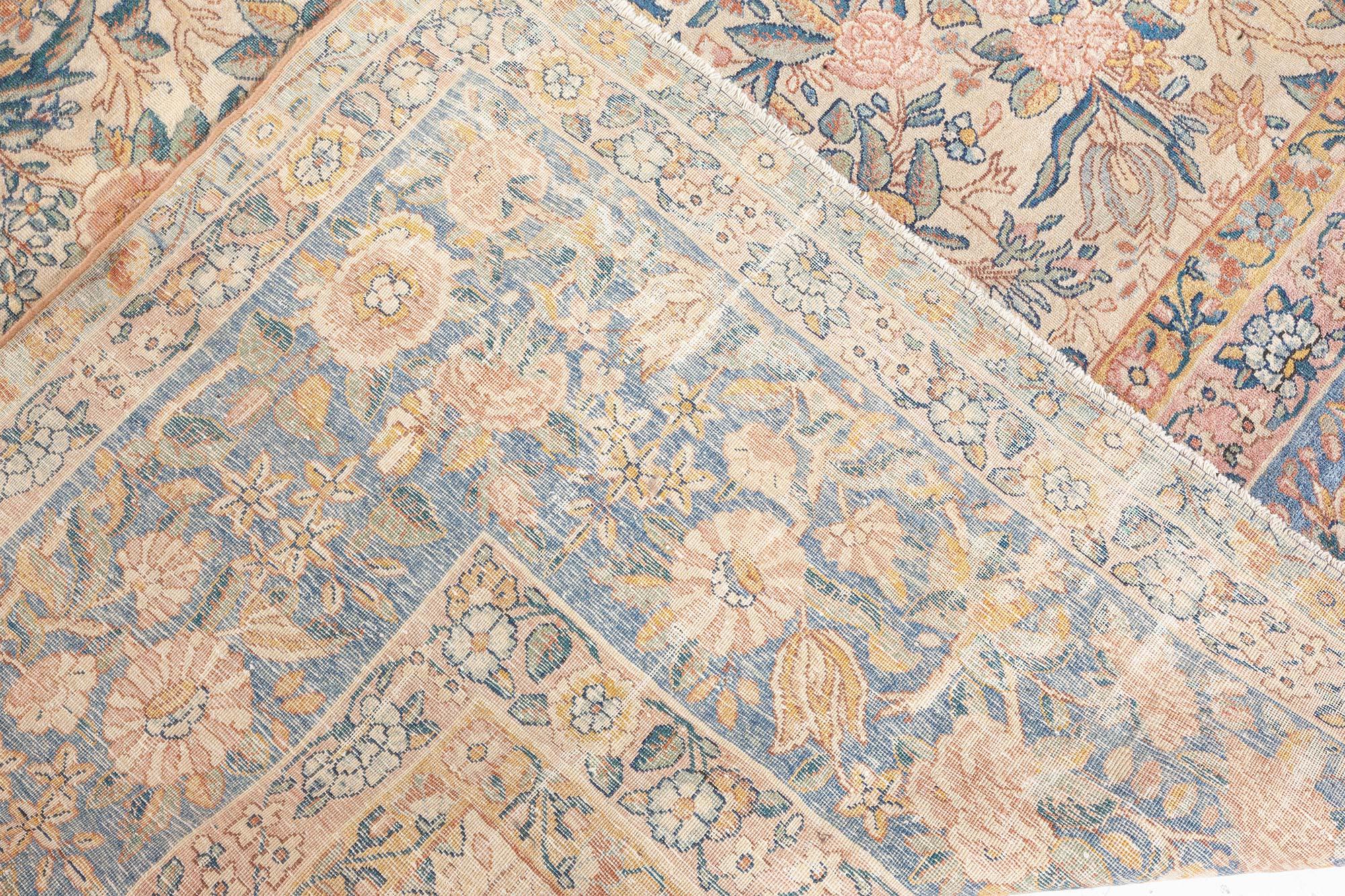 19th Century Persian Kirman Floral Handwoven Rug For Sale 3