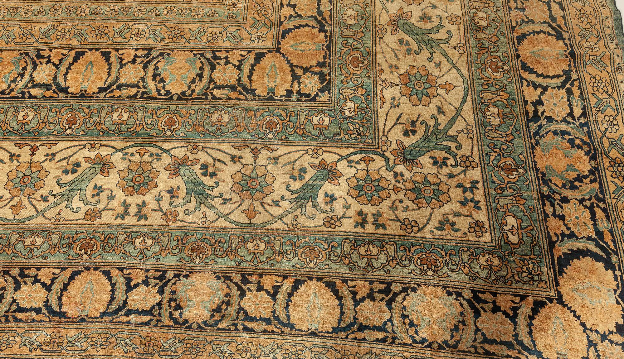 19th Century Persian Kirman Handmade Wool Rug 'Size Adjusted' For Sale 1
