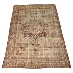 19th century Persian Kirman Rug distressed