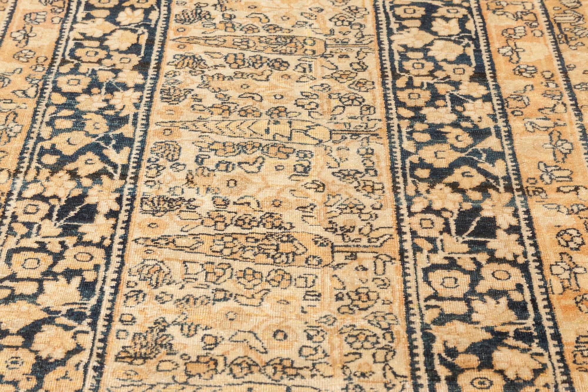 Laine Authentique tapis persan Kirman du 19ème siècle fait à la main en vente