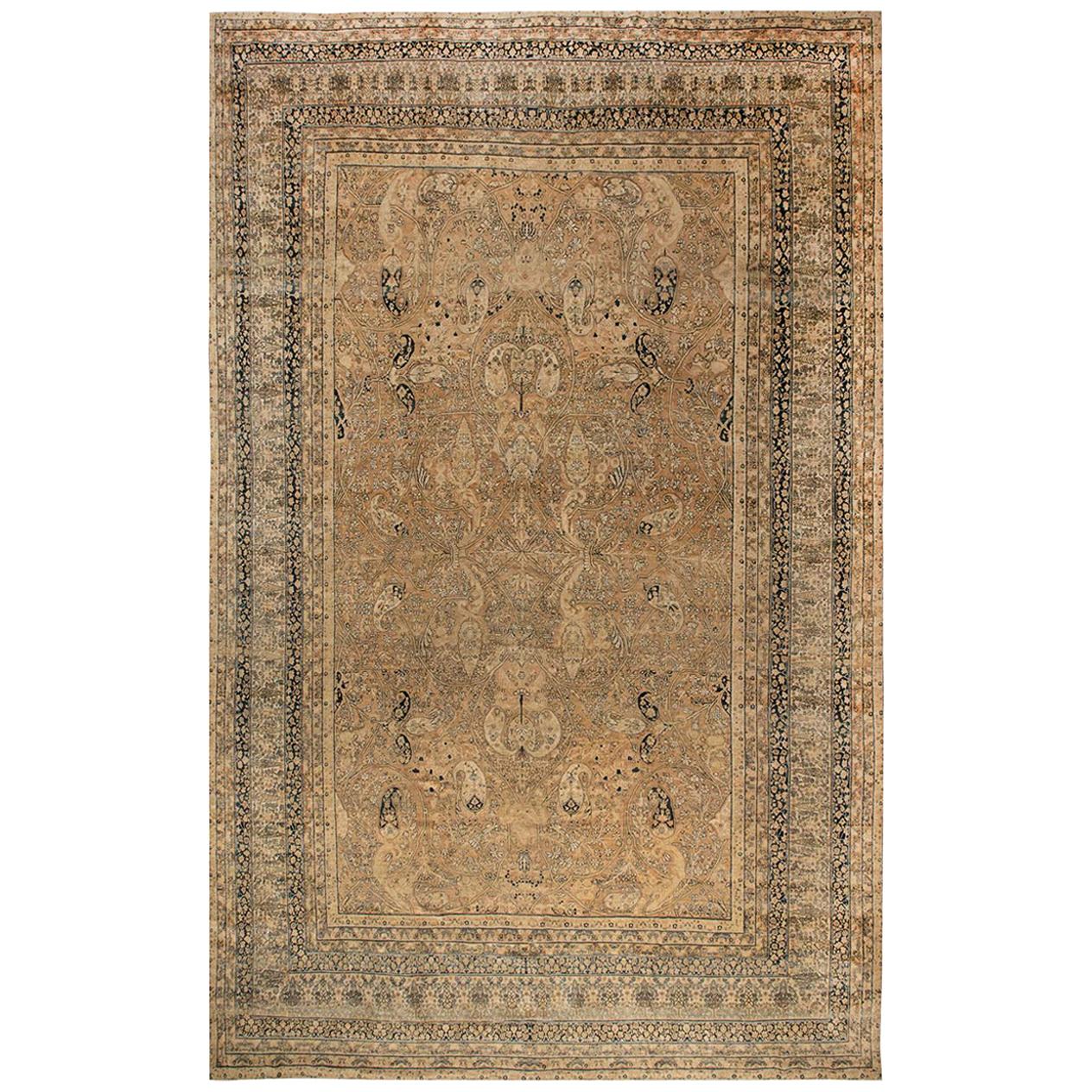 Authentique tapis persan Kirman du 19ème siècle fait à la main en vente