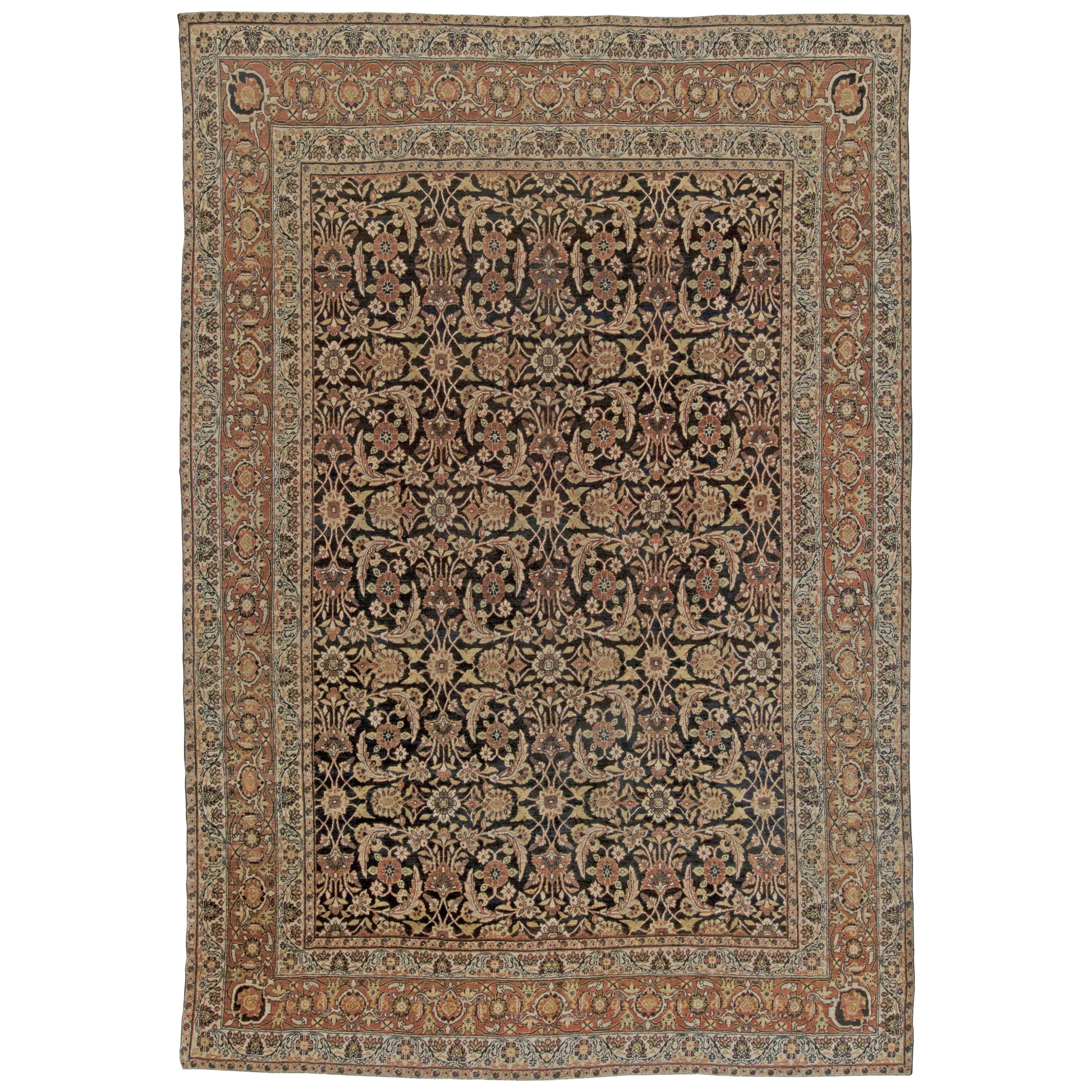 19th Century Persian Kirman Botanic Handmade Rug