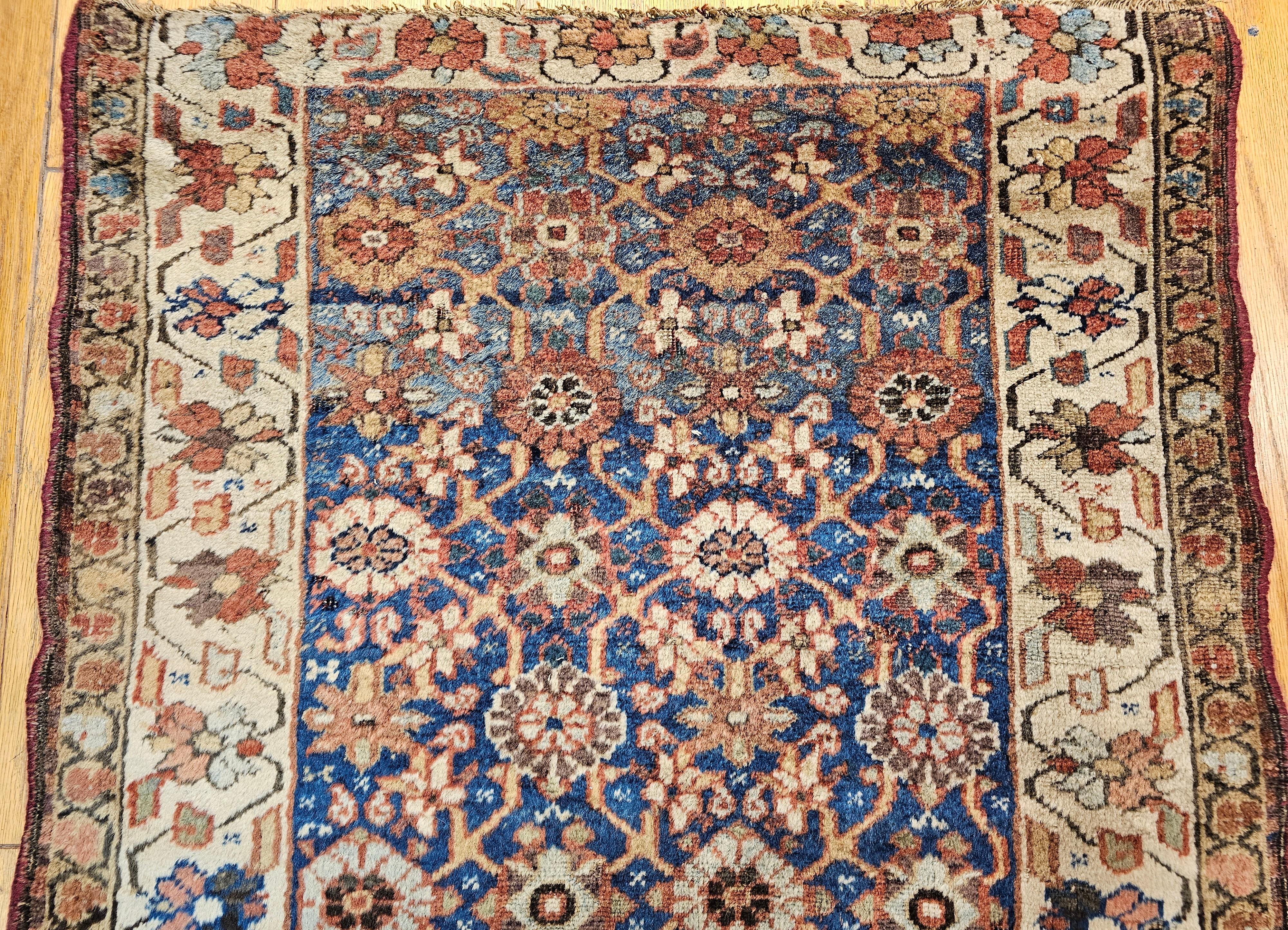 Vegetable Dyed 19th Century Persian Kurdish Bidjar Runner For Sale