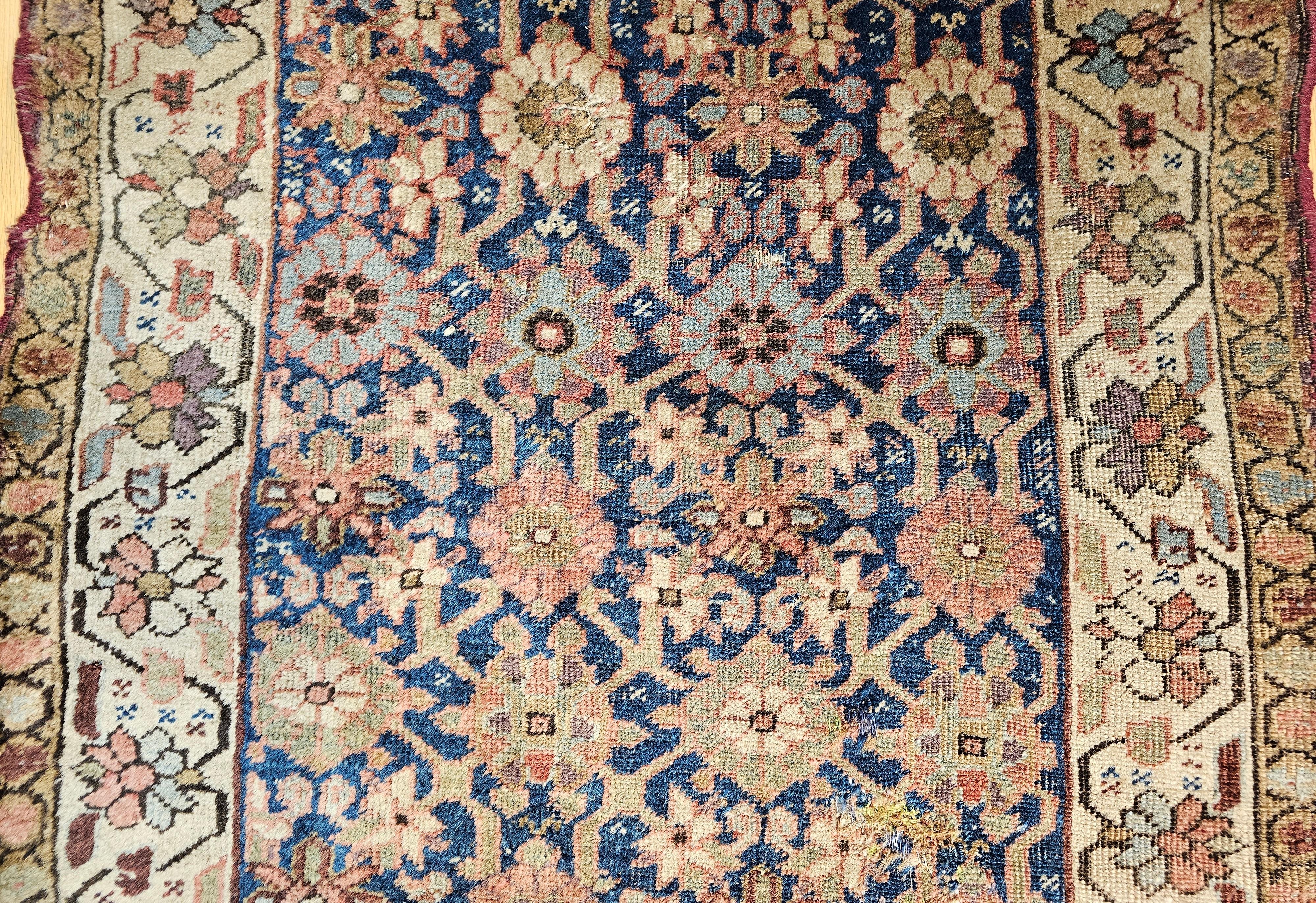 19th Century Persian Kurdish Bidjar Runner In Fair Condition For Sale In Barrington, IL