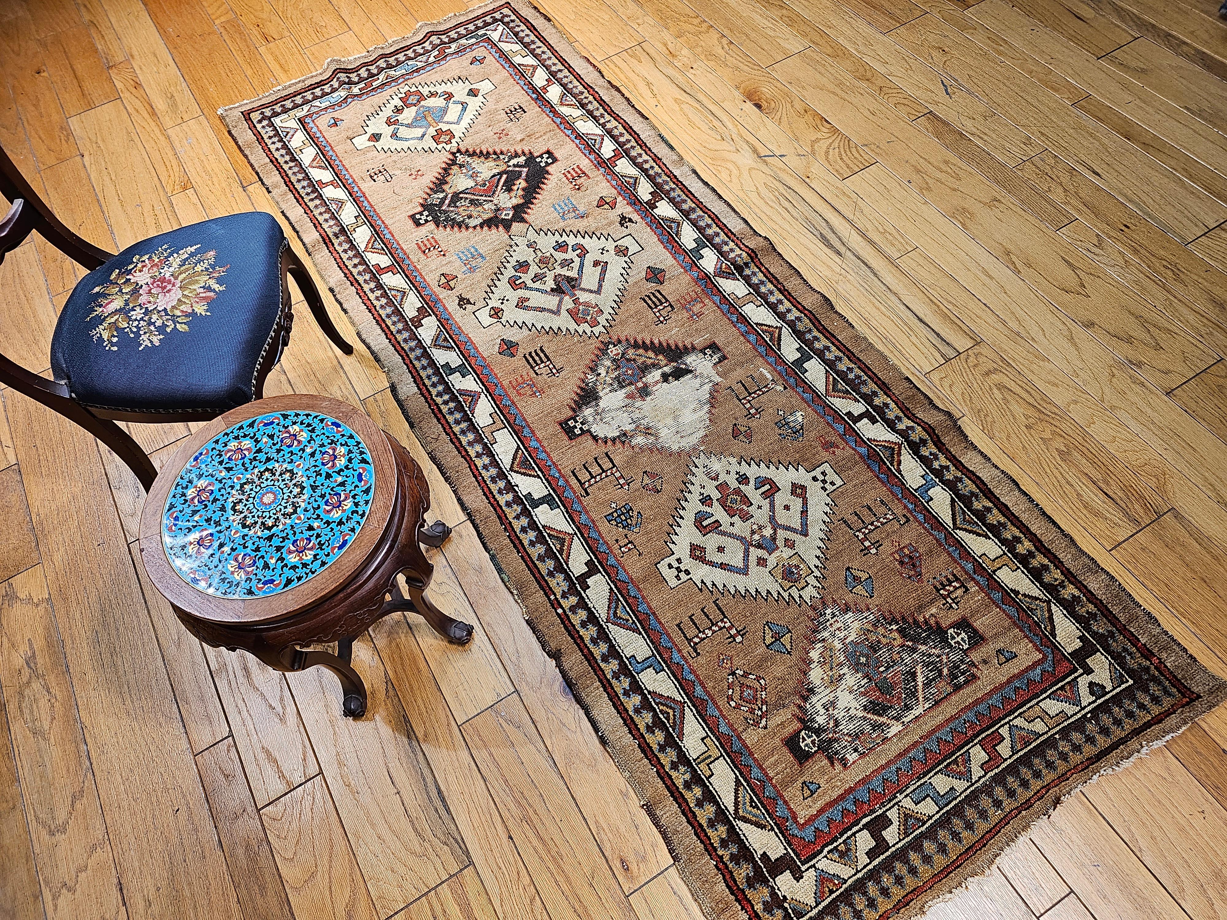 19th Century Persian Kurdish Camel Hair Runner For Sale 10