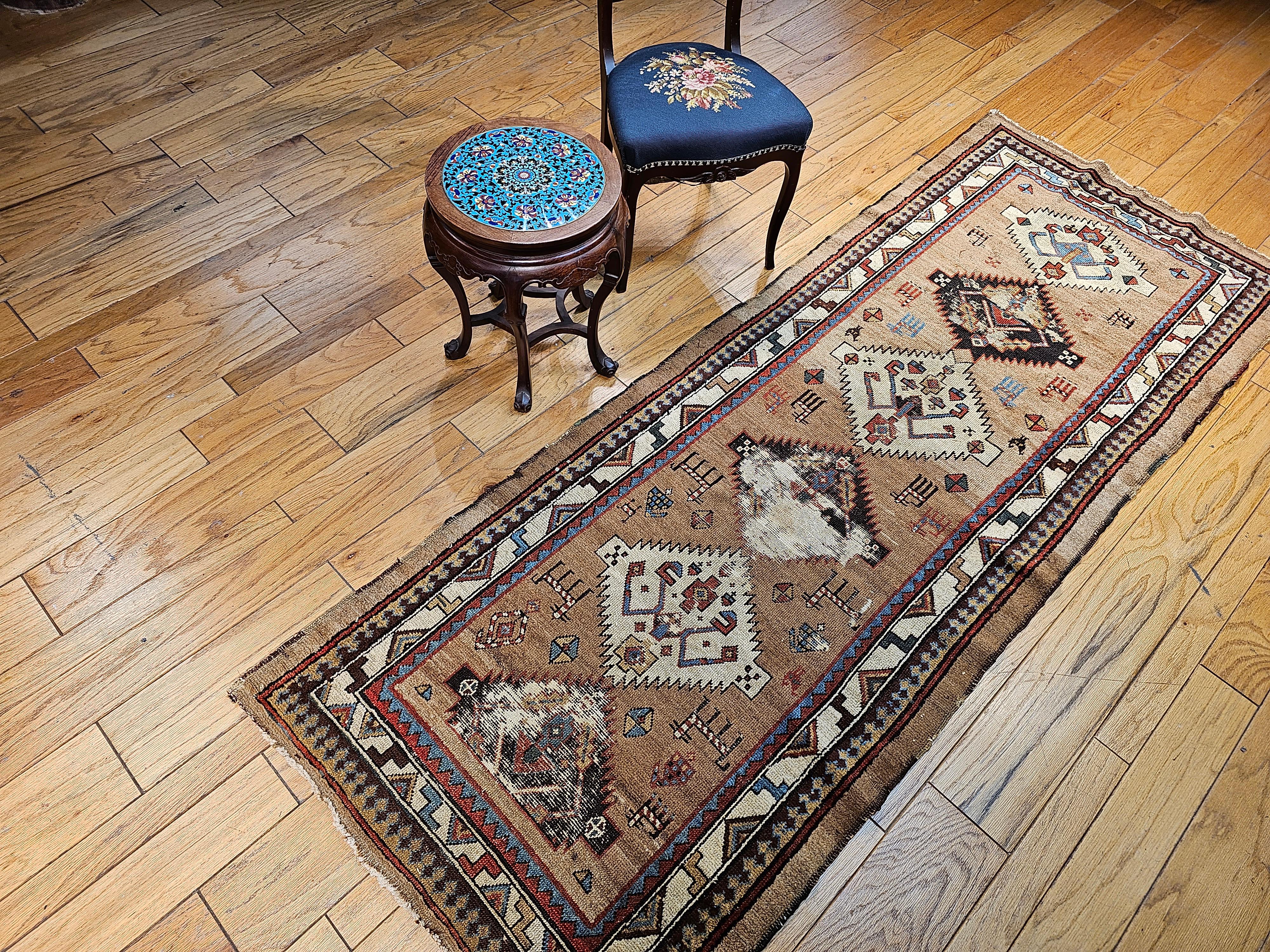 19th Century Persian Kurdish Camel Hair Runner For Sale 11