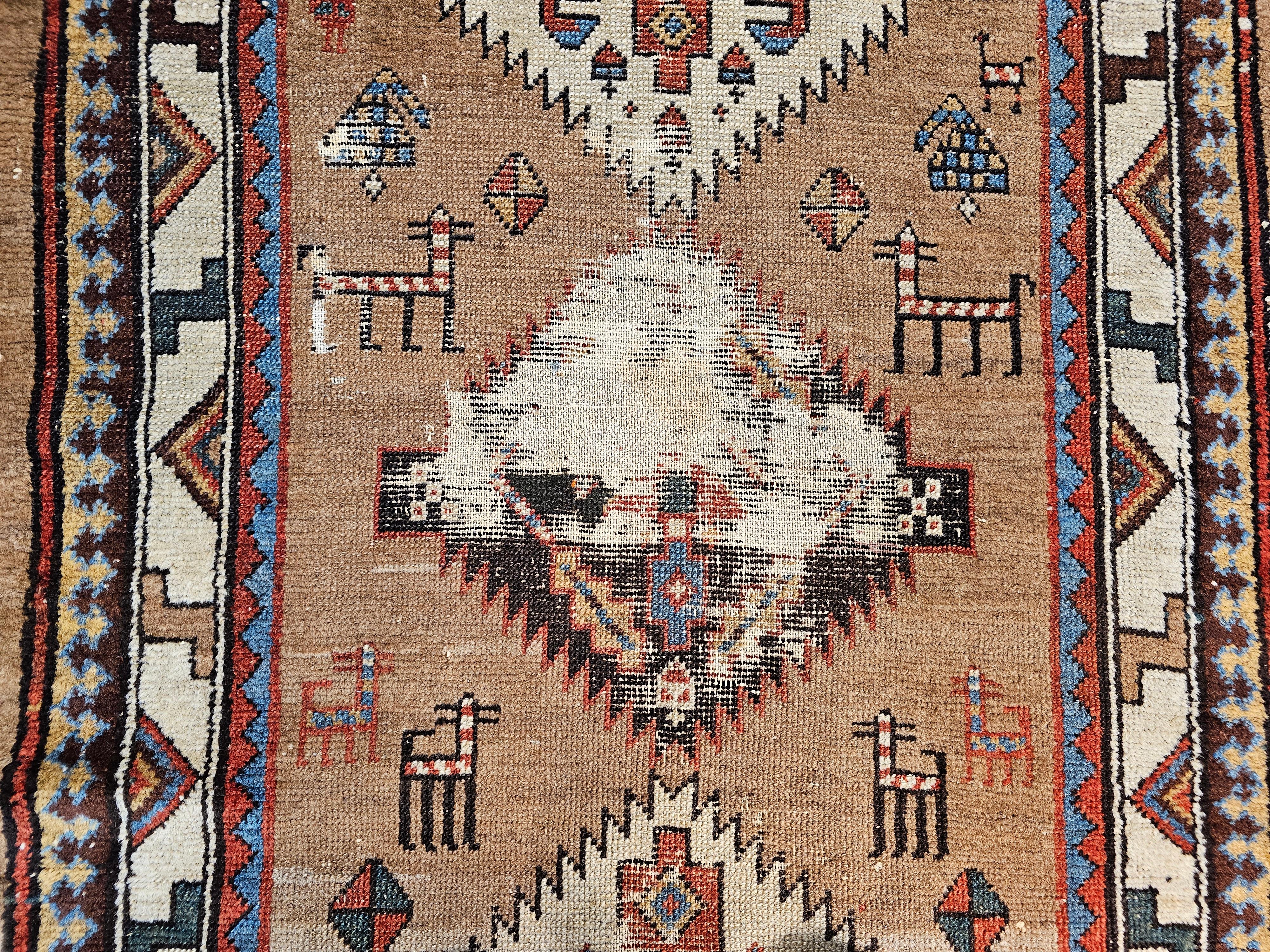 19th Century Persian Kurdish Camel Hair Runner For Sale 4
