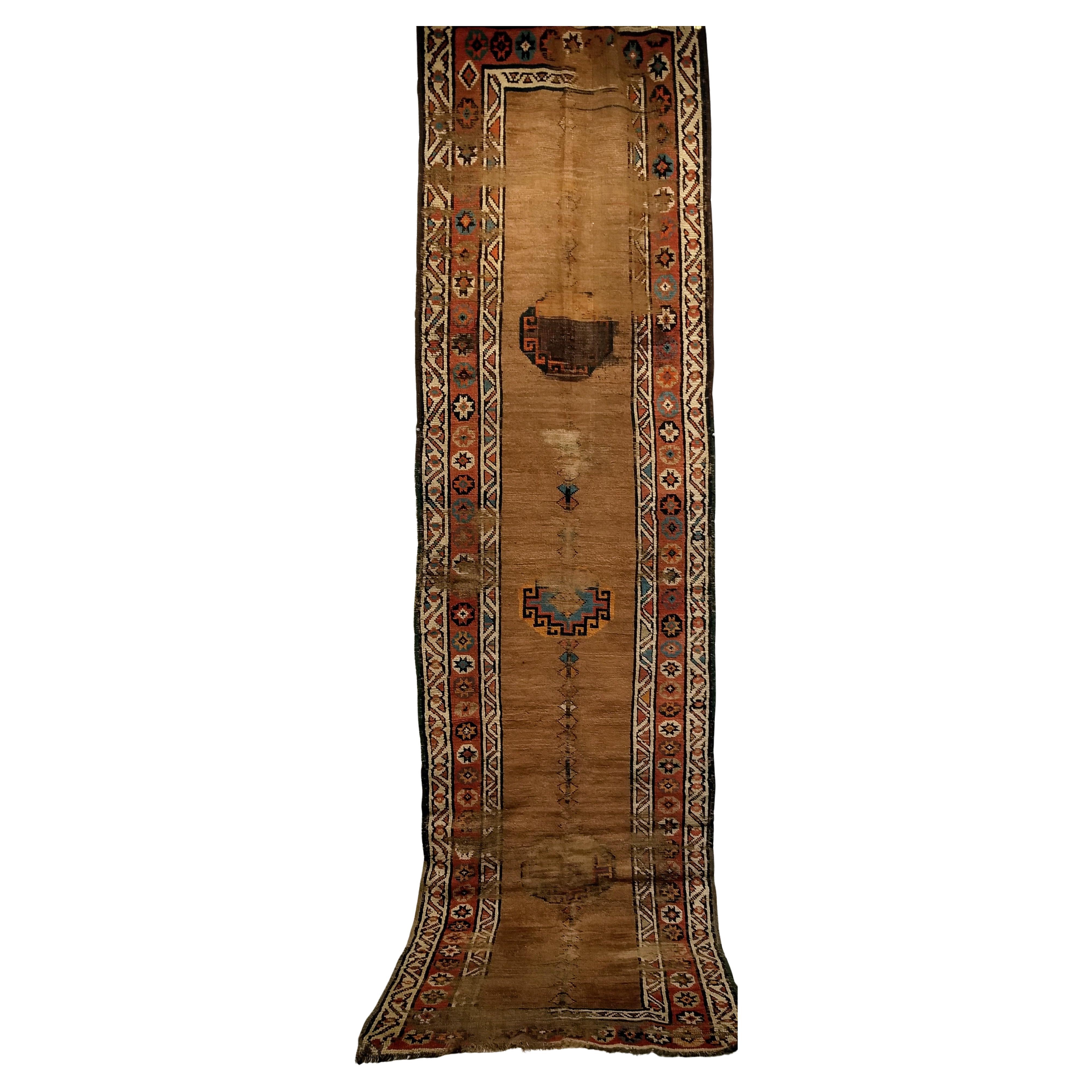 19th Century Persian Kurdish Camel Hair Runner