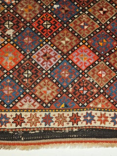19th Century Persian Kurdish Tribal Bagface with Multicolor Geometrical Design