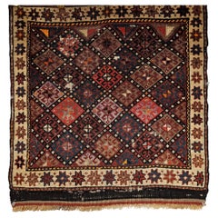 Antique 19th Century Persian Kurdish Tribal Bagface with Multicolor Geometrical Design