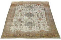 19th Century Persian Mahal Wool Rug In Beige Featuring an Allover Pattern