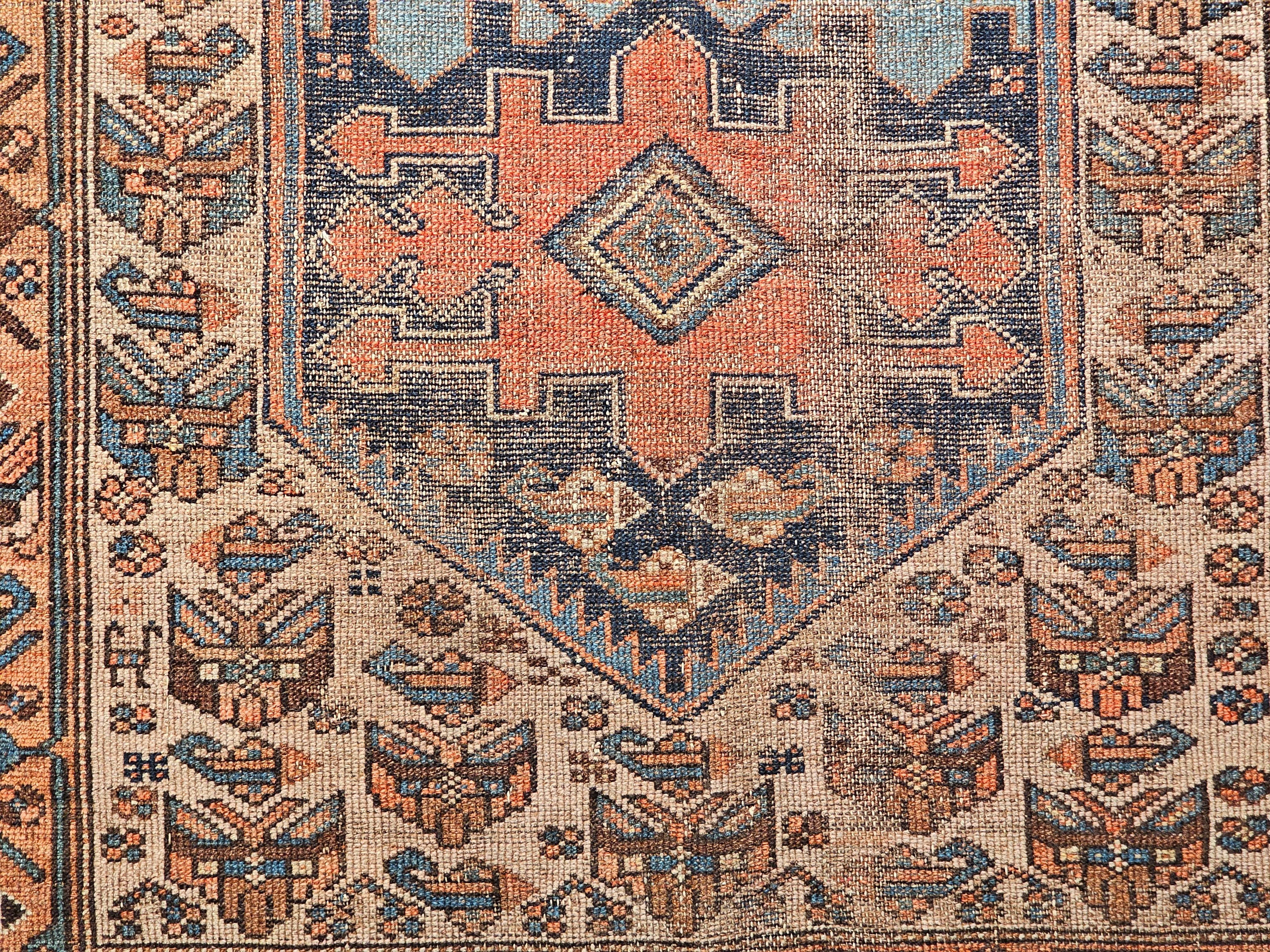 Persischer Malayer-Teppich des 19. Jahrhunderts mit geometrischem Muster in Türkis, Elfenbein und Brown im Angebot 6