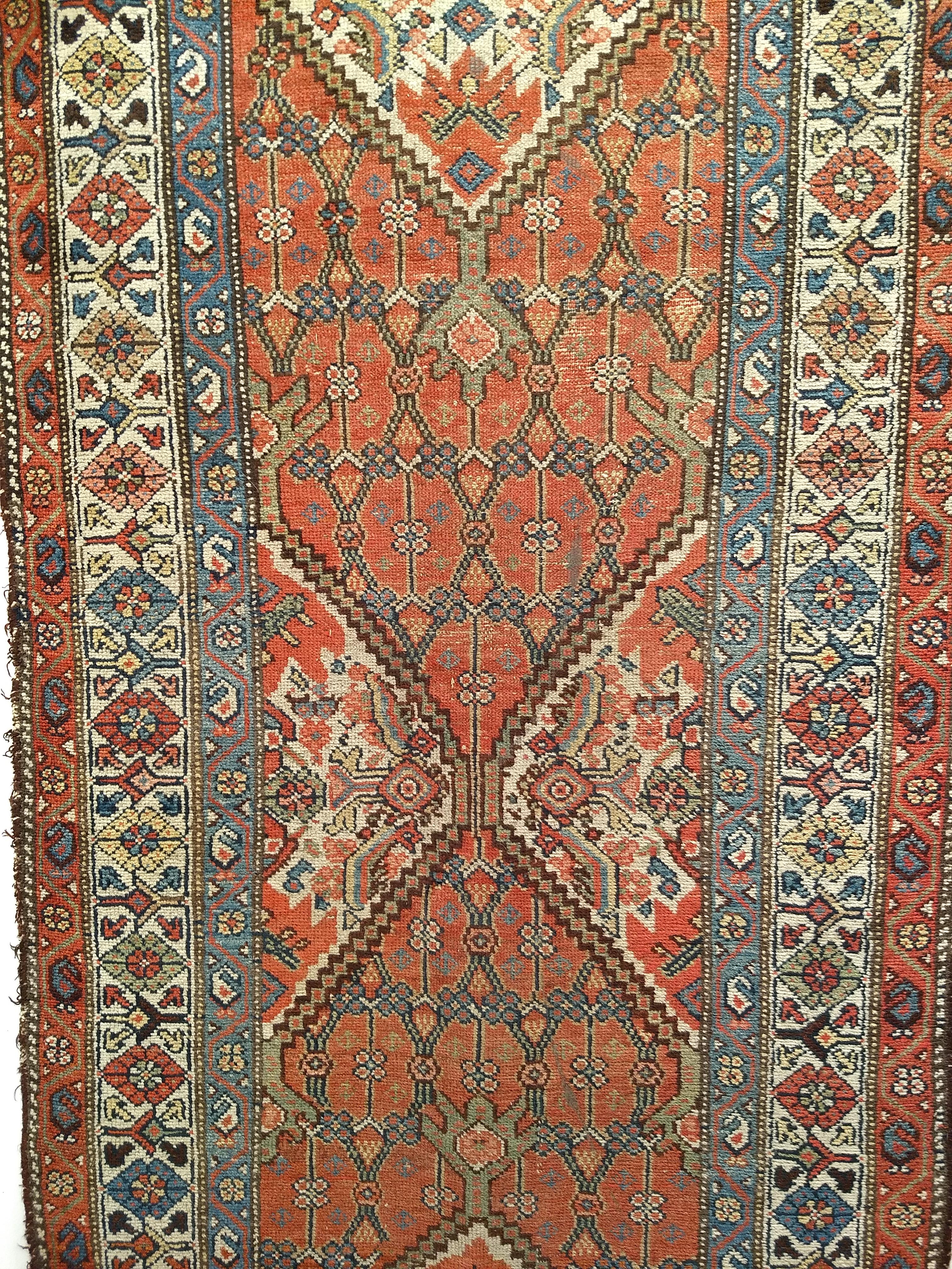 Tintura vegetale Runner lungo persiano Malayer del XIX secolo in vendita