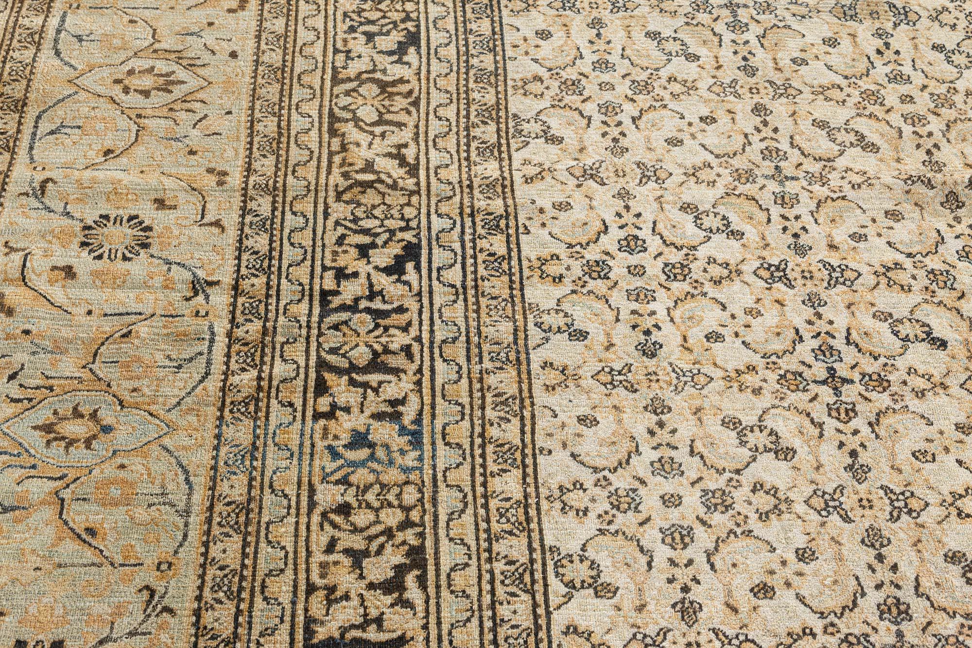 19th Century Persian Meshad Handmade Wool Carpet For Sale 1