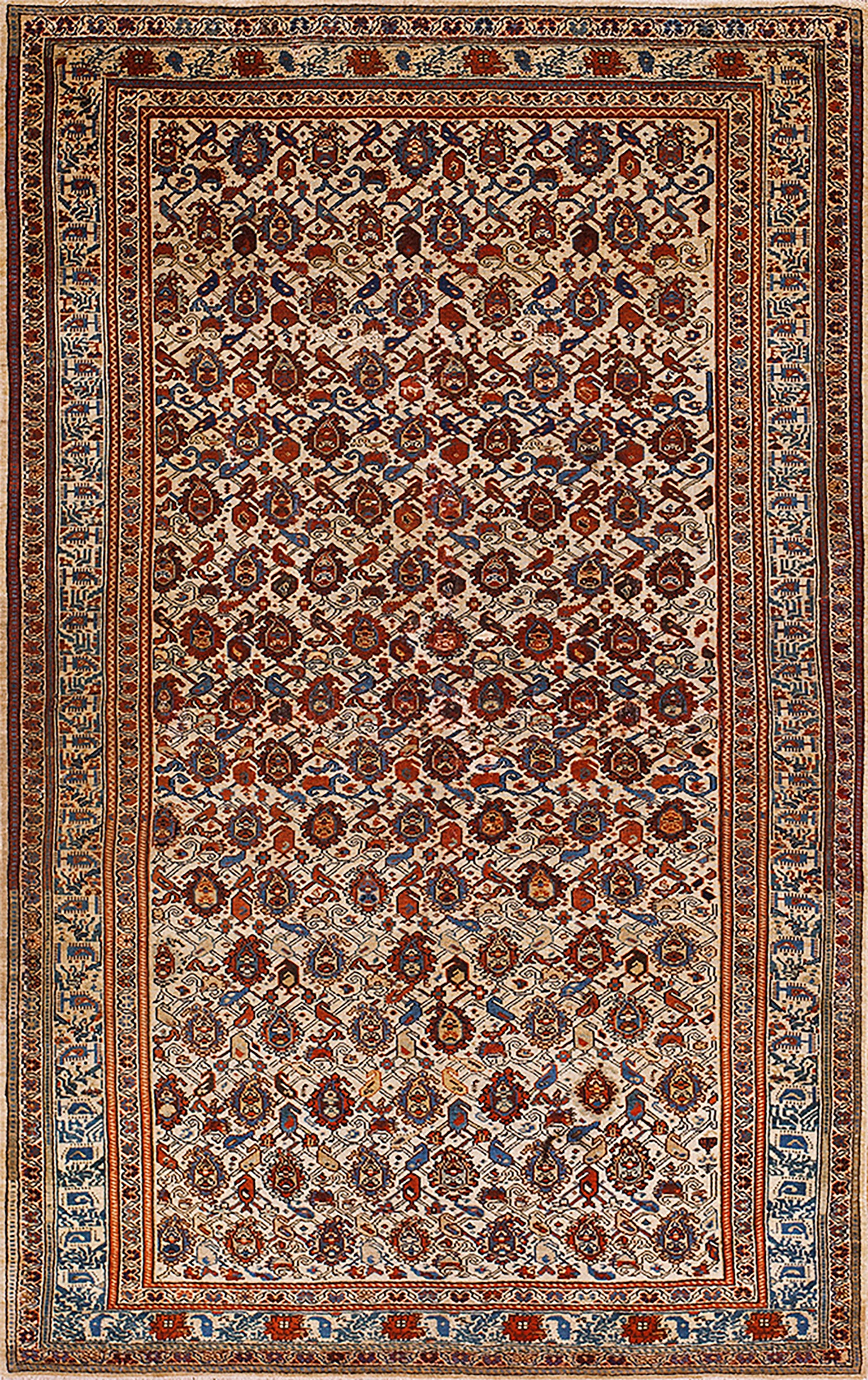 Persischer Mishan Malayer-Teppich mit Paisleymuster aus dem 19. Jahrhundert ( 4'2" x 6'6" - 127 x 198)