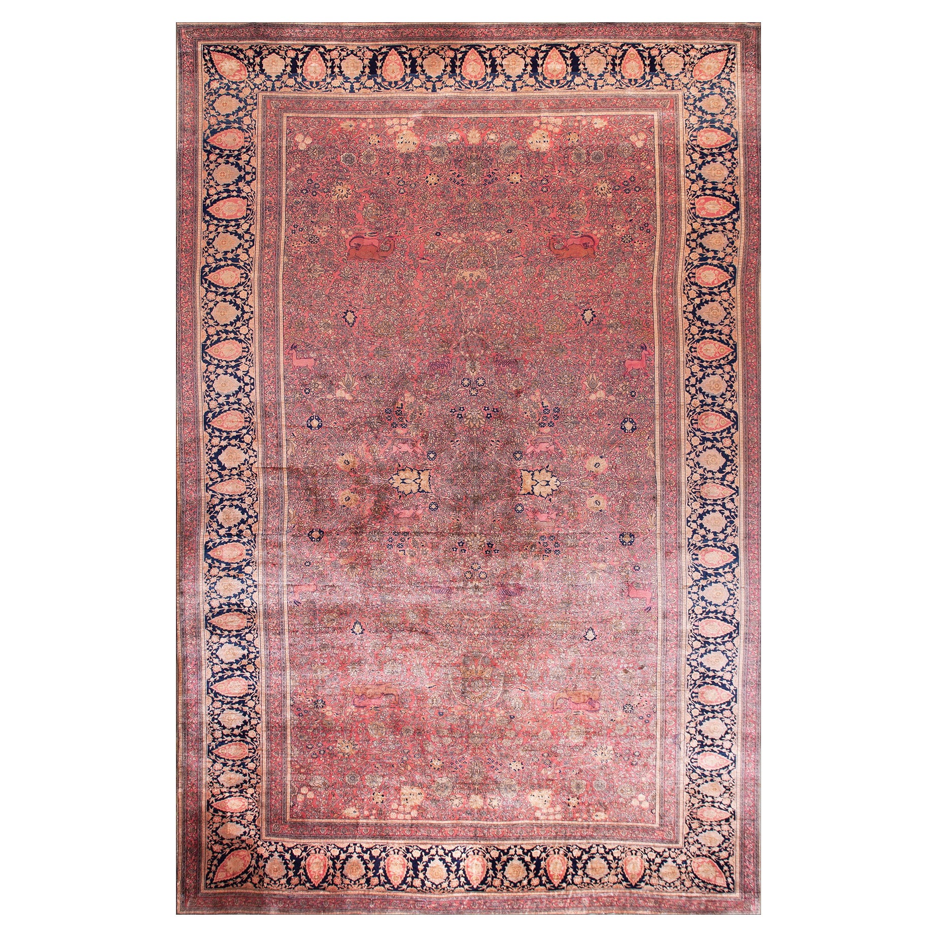 19th Century Persian Mohtasham Kashan Carpet For Sale