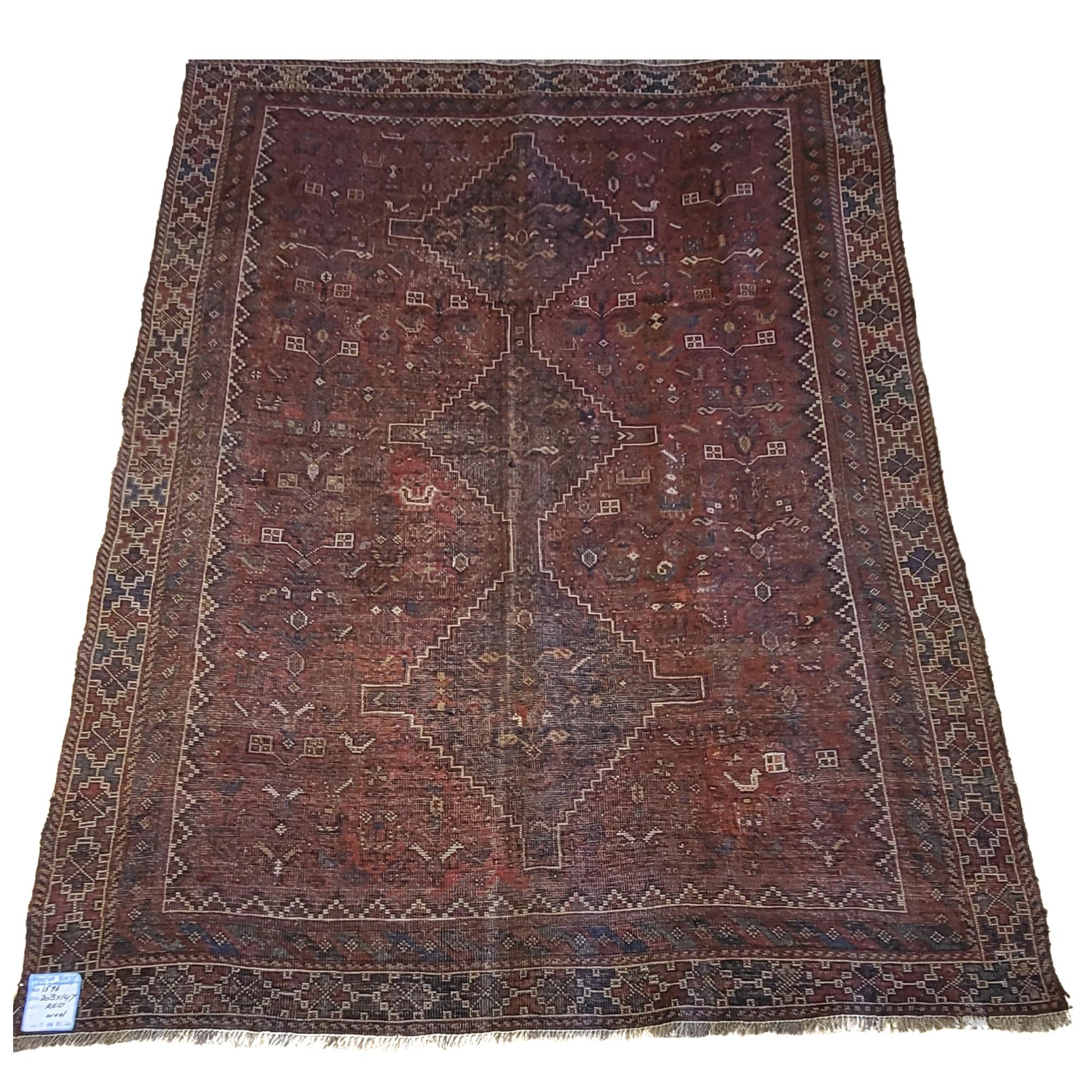 Hand-Knotted 19th Century Persian Shiraz / Qashqai - Nomadic Rug For Sale