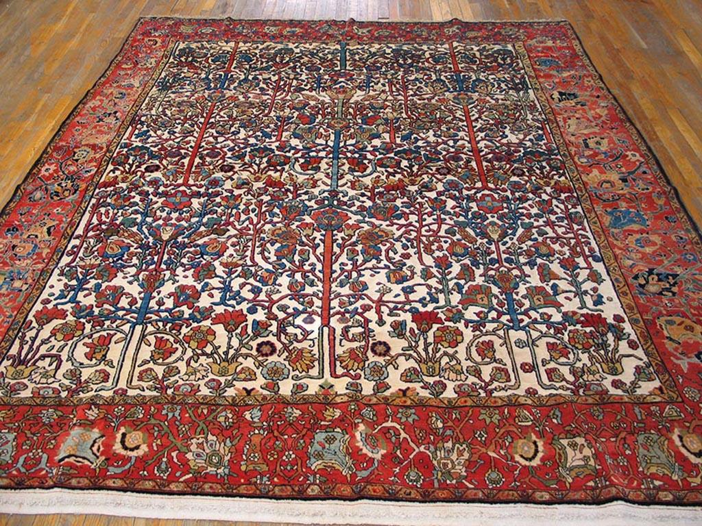 Tappeto persiano Sarouk Farahan in lana e seta del XIX secolo 
8'4
