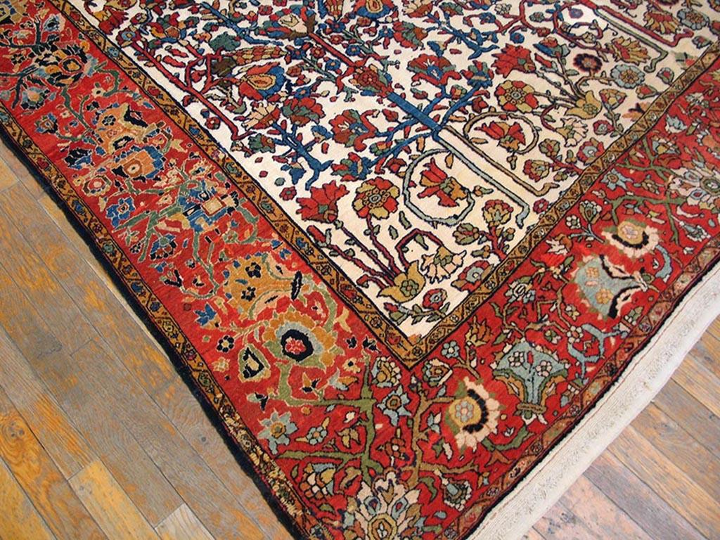 Annodato a mano Tappeto Persiano Sarouk Farahan in lana e seta del XIX secolo ( 8'4