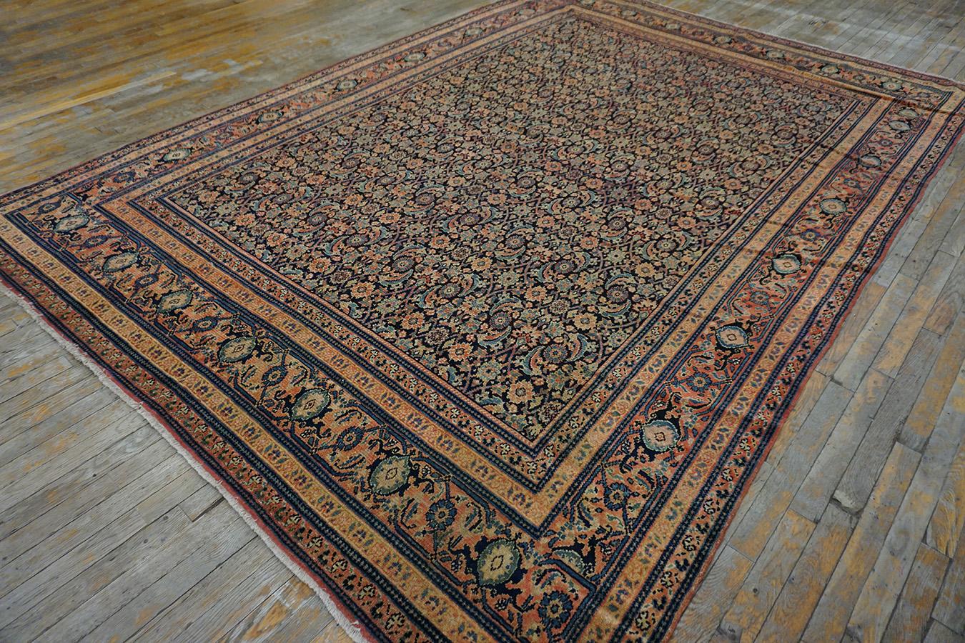 Hand-Knotted 19th Century Persian Senneh Carpet ( 7'6