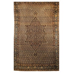 19th Century Persian Senneh in a Paisley Pattern in Chocolate and French Blue